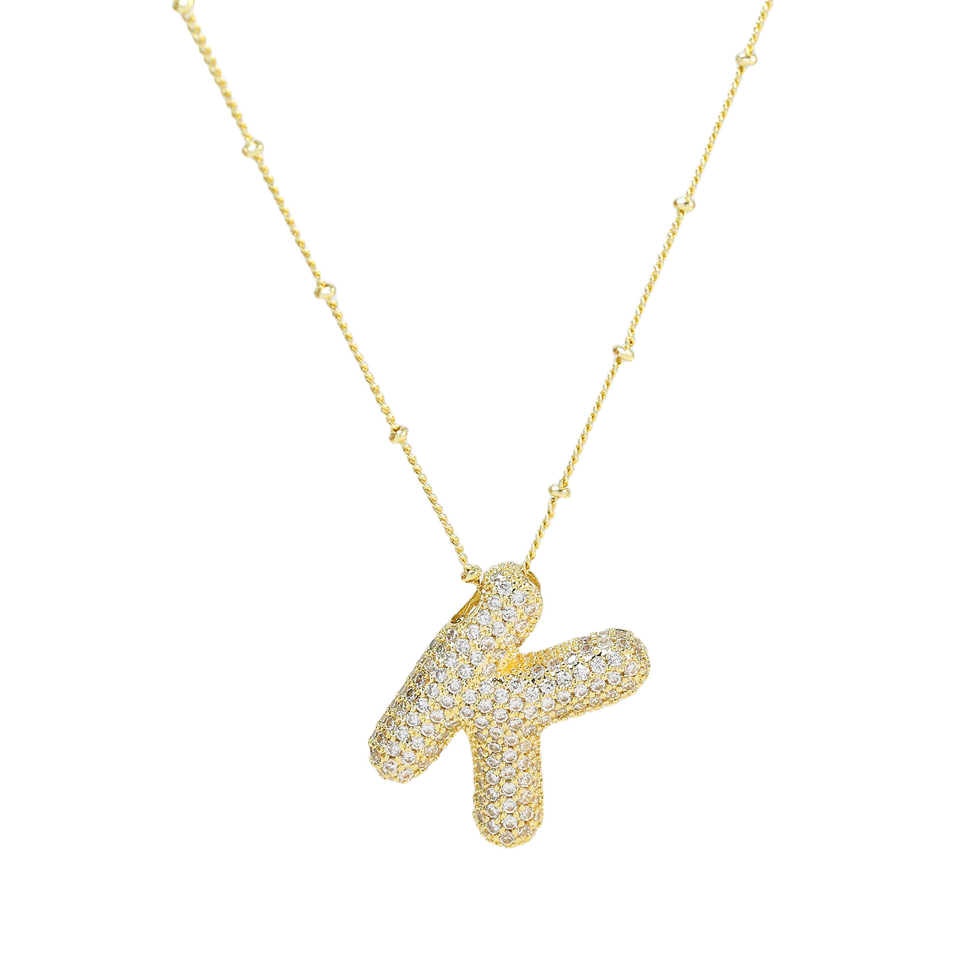 CZ Balloon Initial Alphabet Letter Necklaces