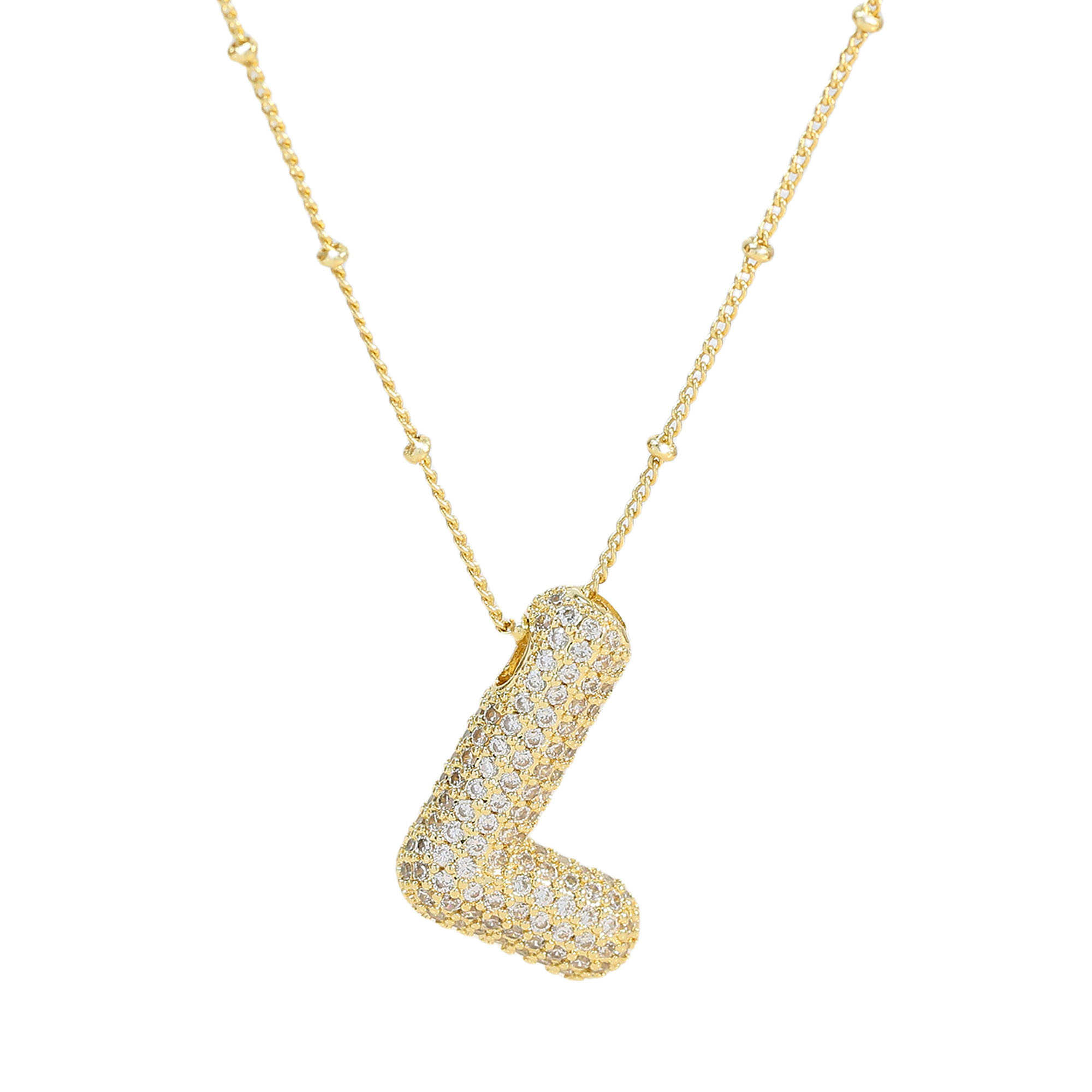 CZ Balloon Initial Alphabet Letter Necklaces