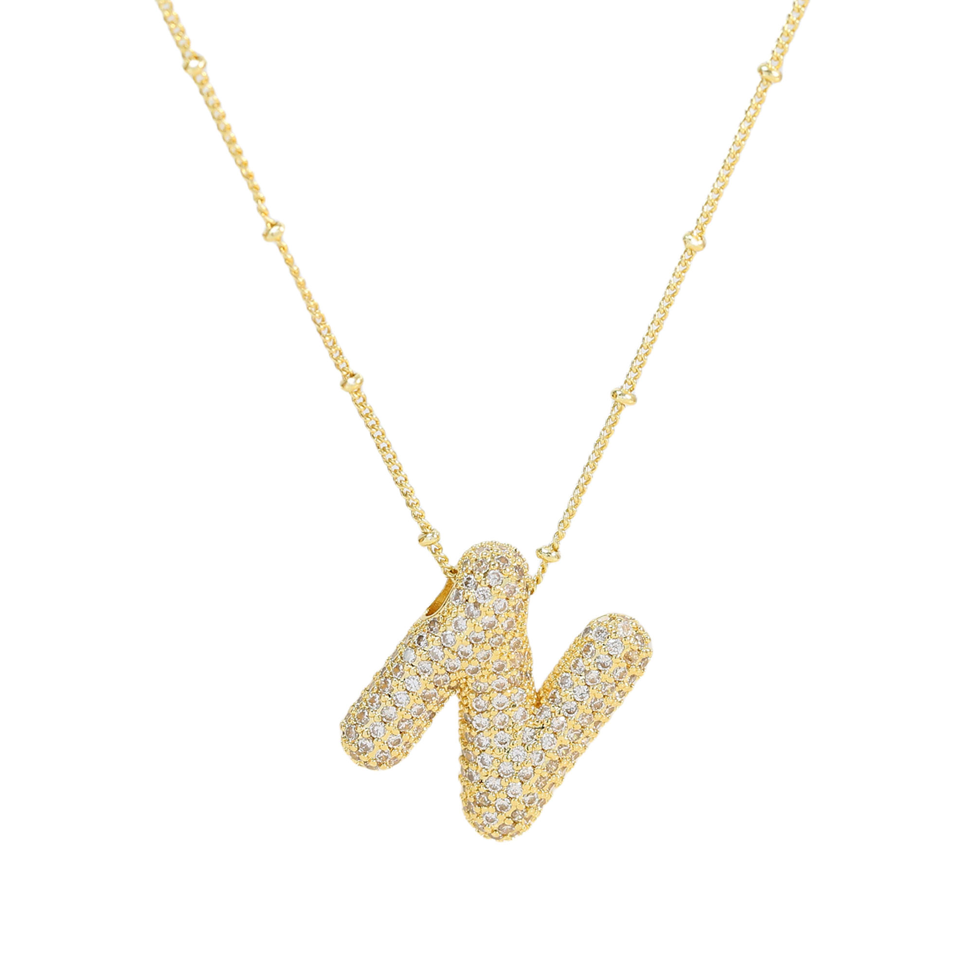 CZ Balloon Initial Alphabet Letter Necklaces