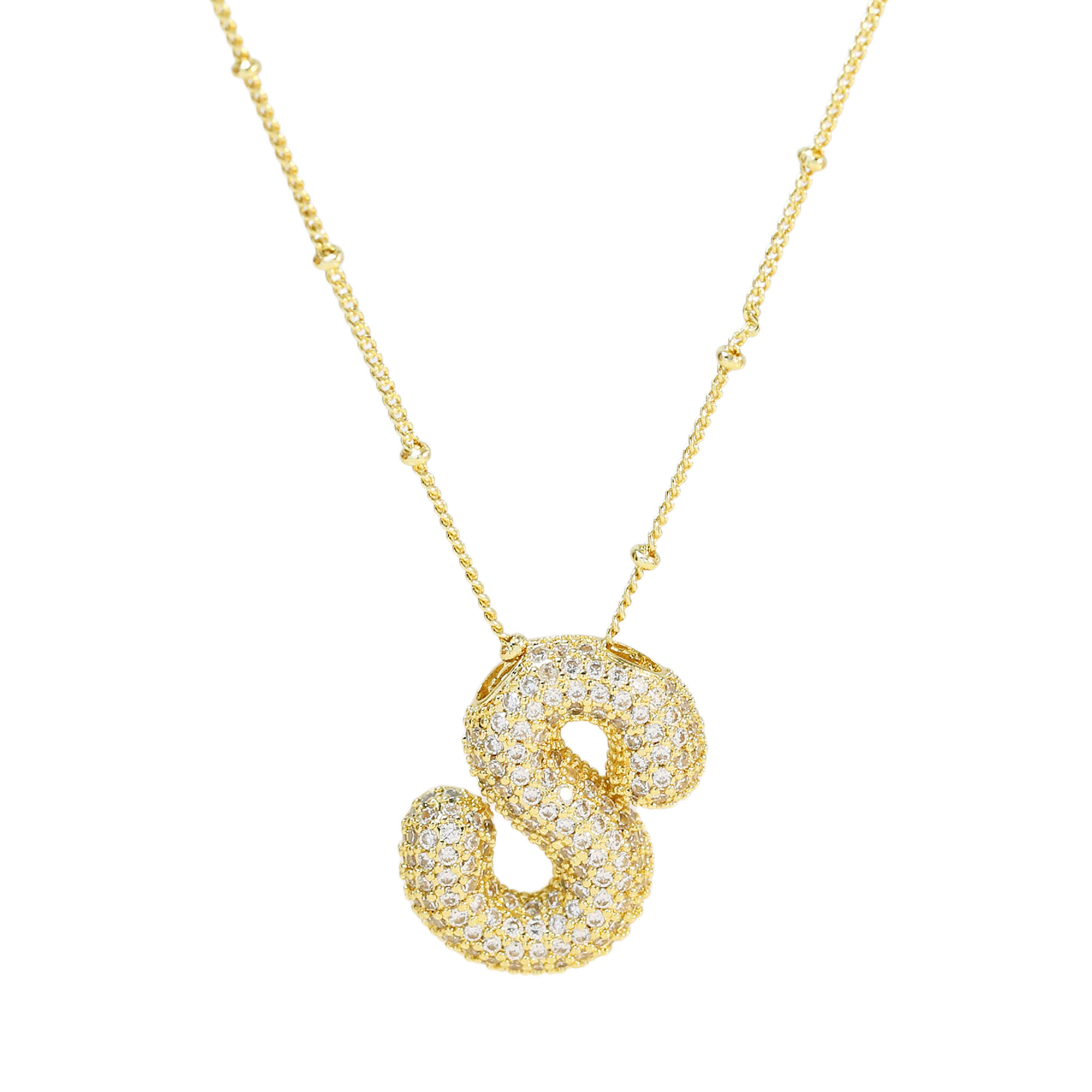CZ Balloon Initial Alphabet Letter Necklaces