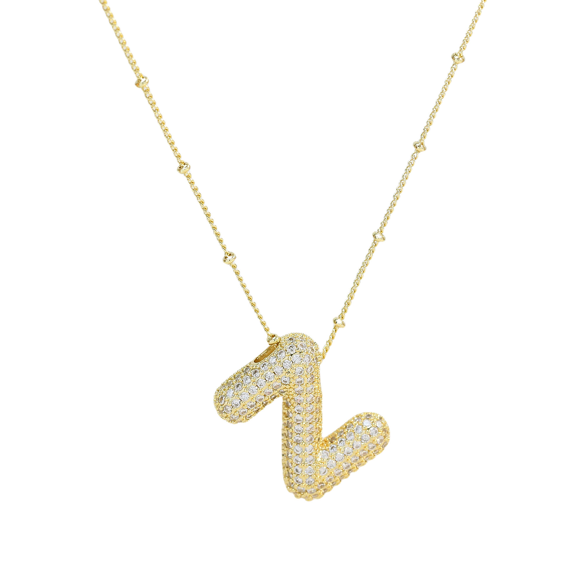 CZ Balloon Initial Alphabet Letter Necklaces