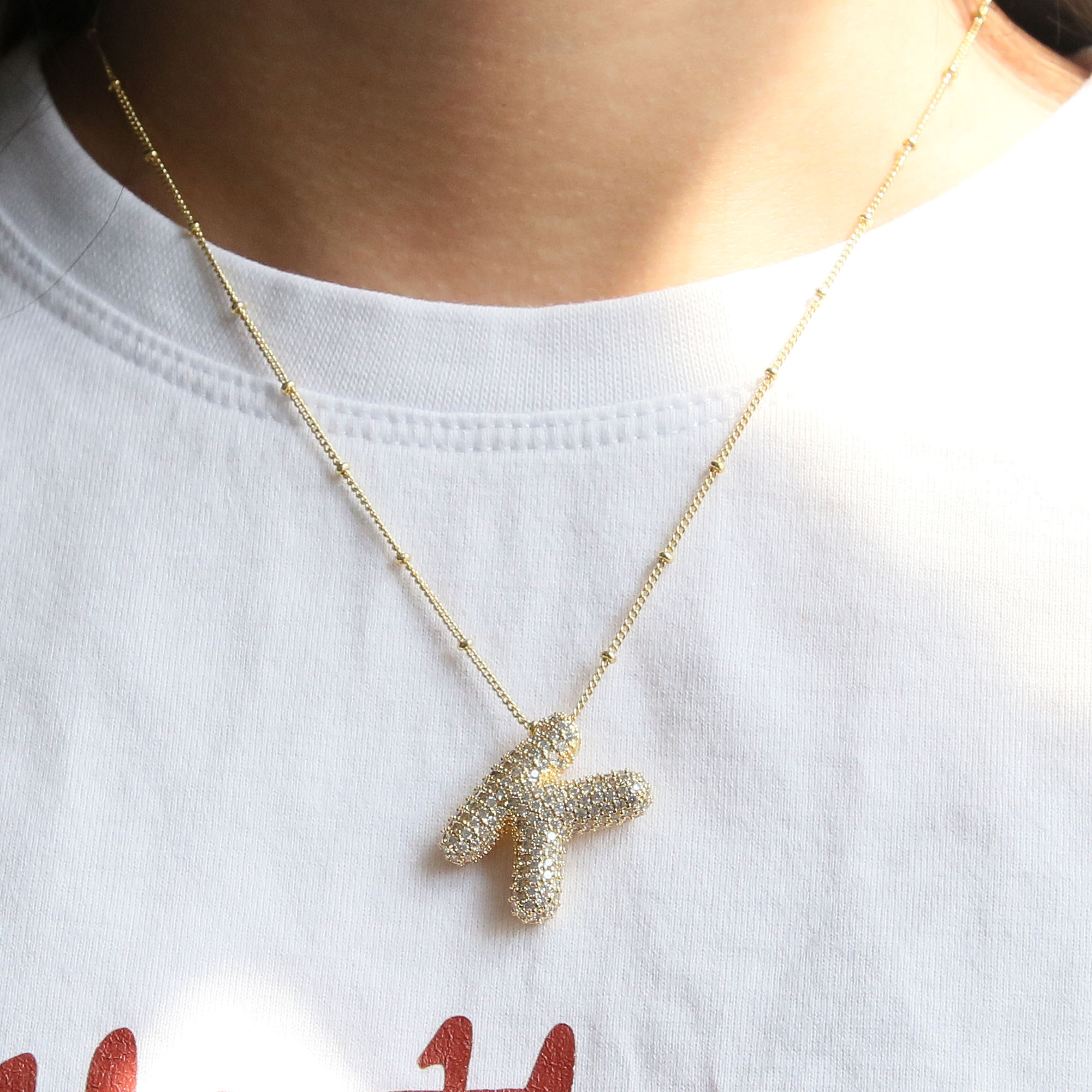 CZ Balloon Initial Alphabet Letter Necklaces