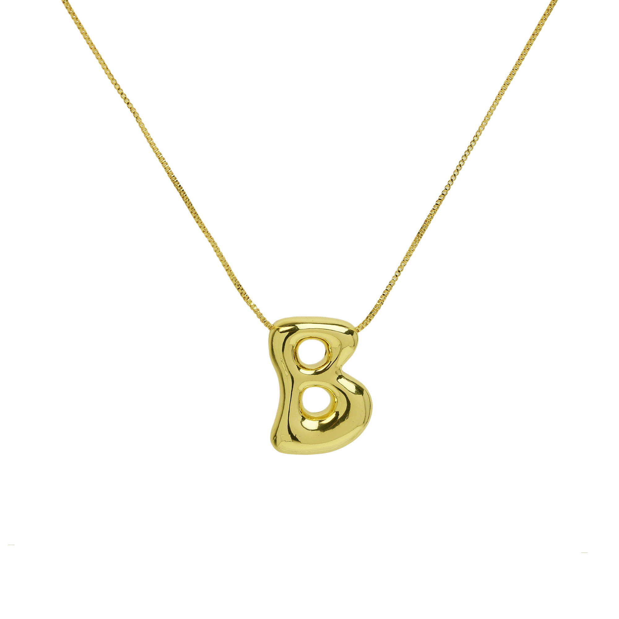 Bubble Initial Letter Alphabet  Pendant Necklace 
