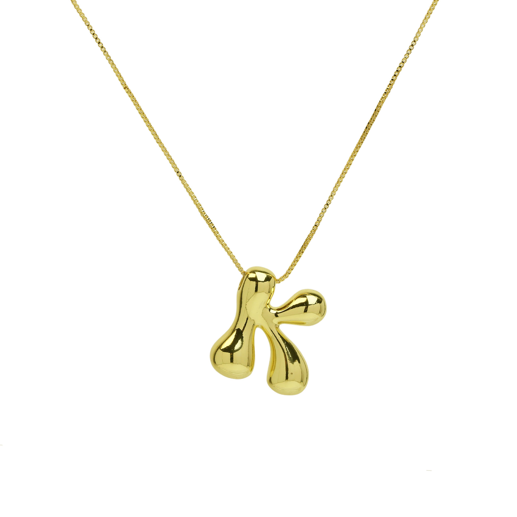 Bubble Initial Letter Alphabet  Pendant Necklace 