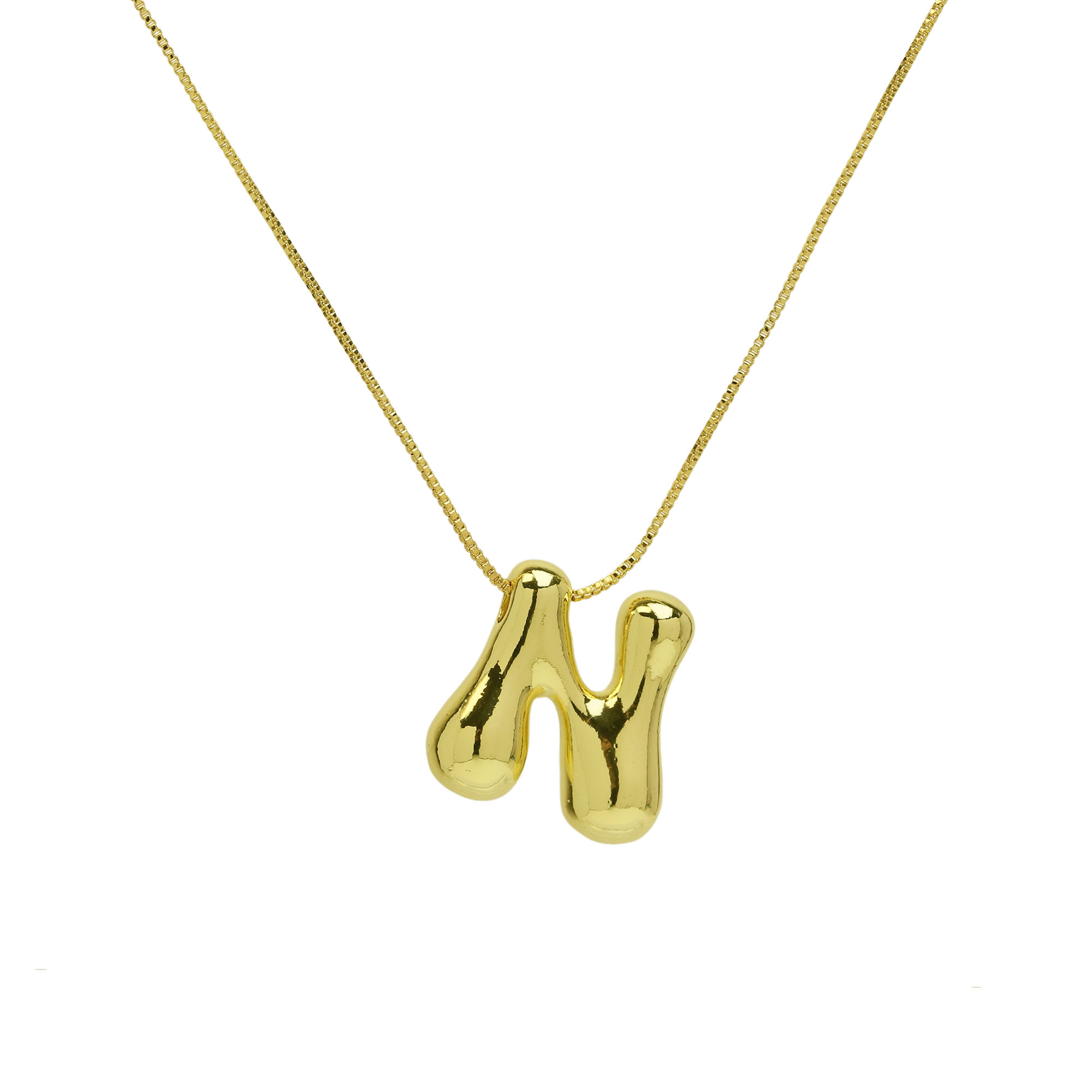 Bubble Initial Letter Alphabet  Pendant Necklace 