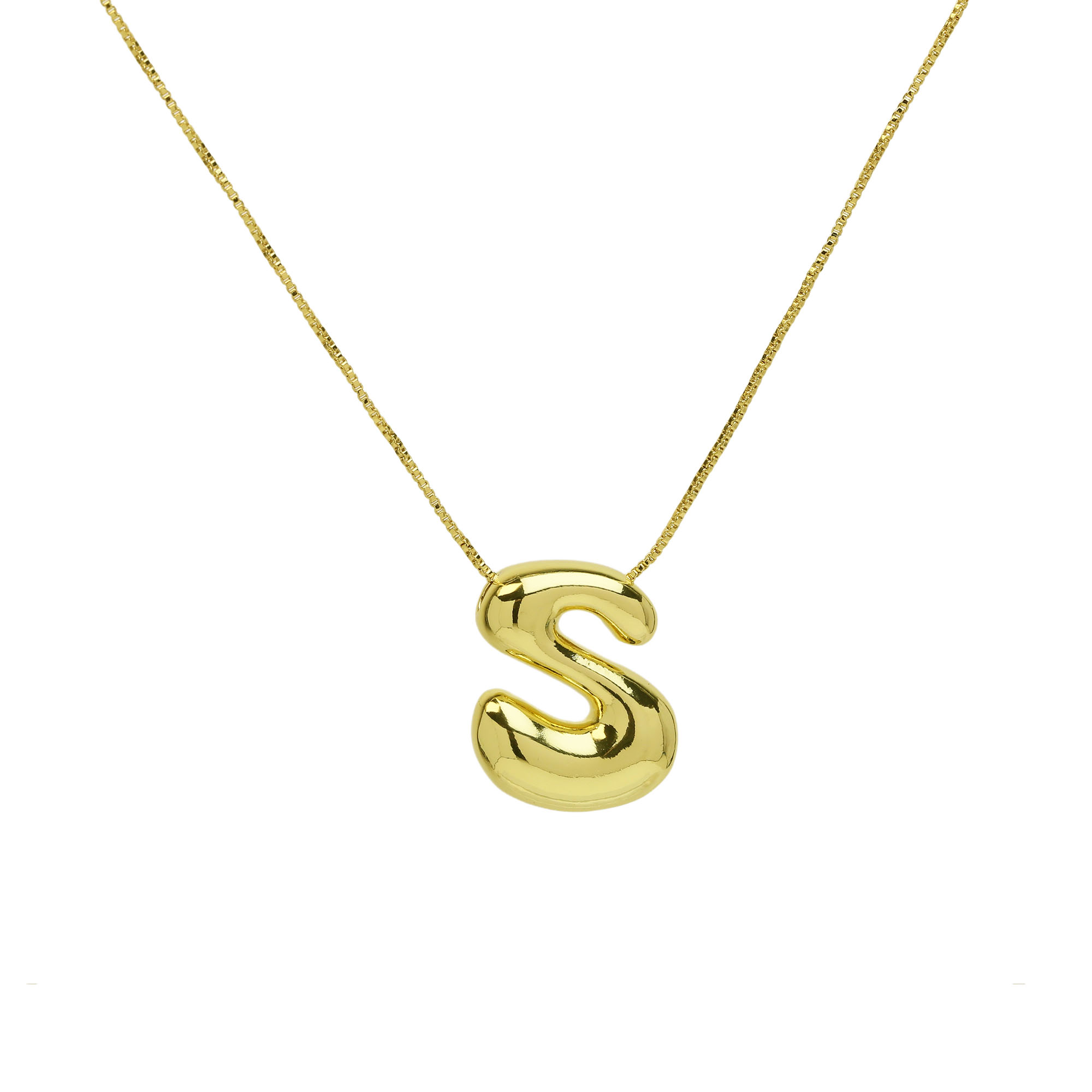 Bubble Initial Letter Alphabet  Pendant Necklace 