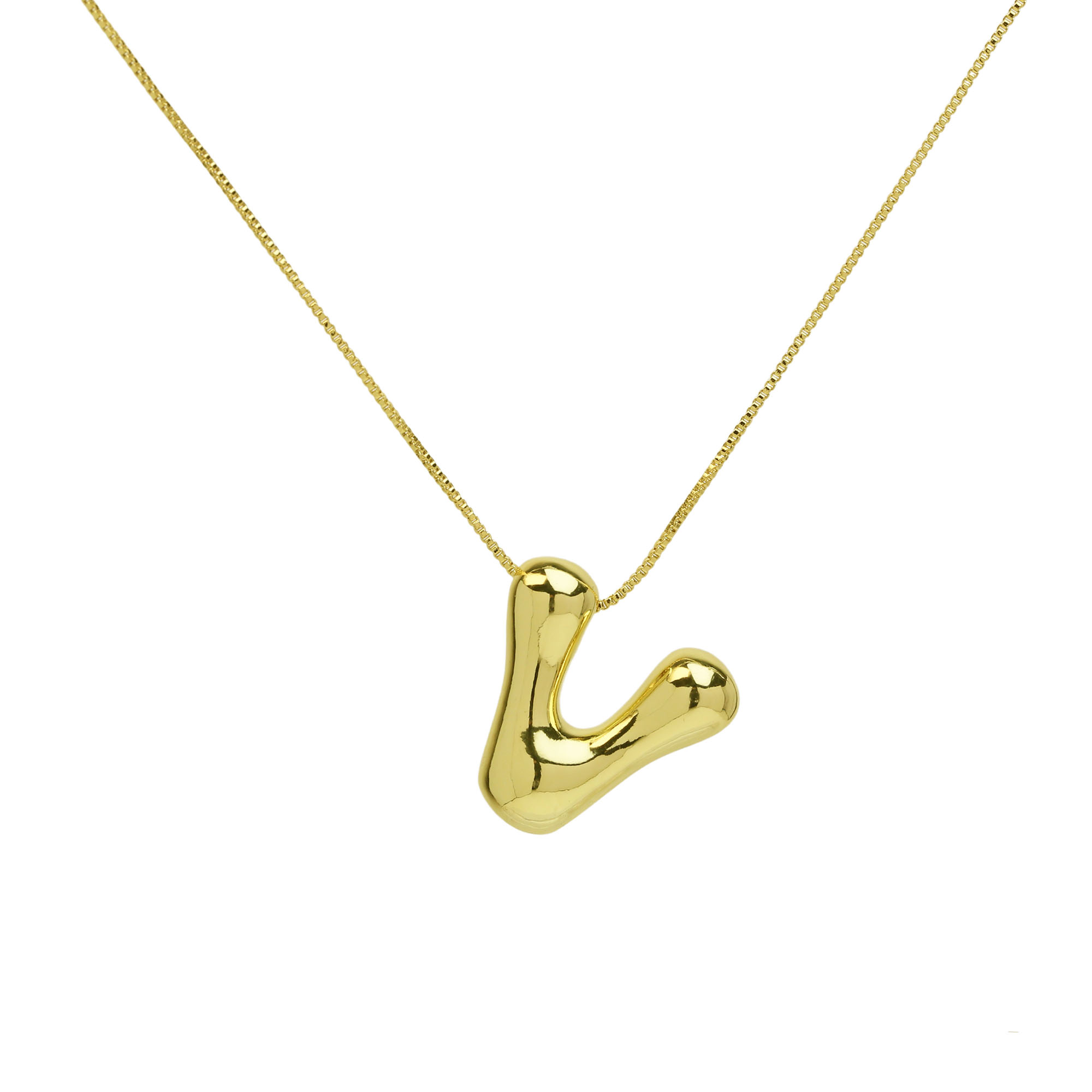 Bubble Initial Letter Alphabet  Pendant Necklace 