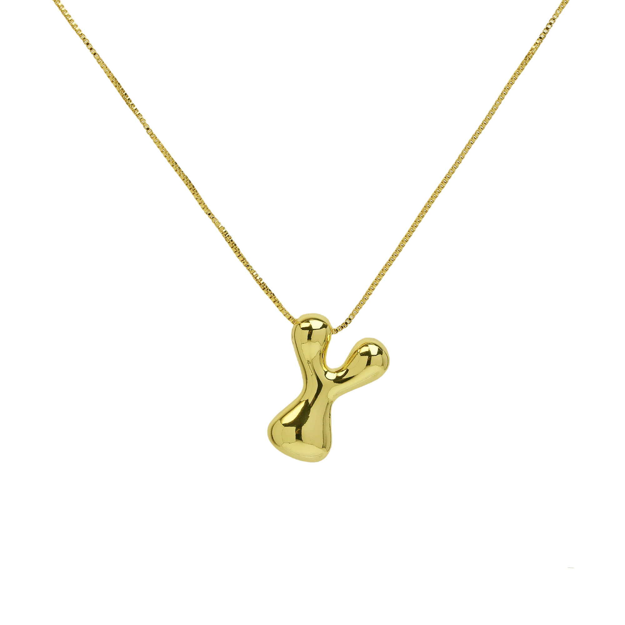 Bubble Initial Letter Alphabet  Pendant Necklace 