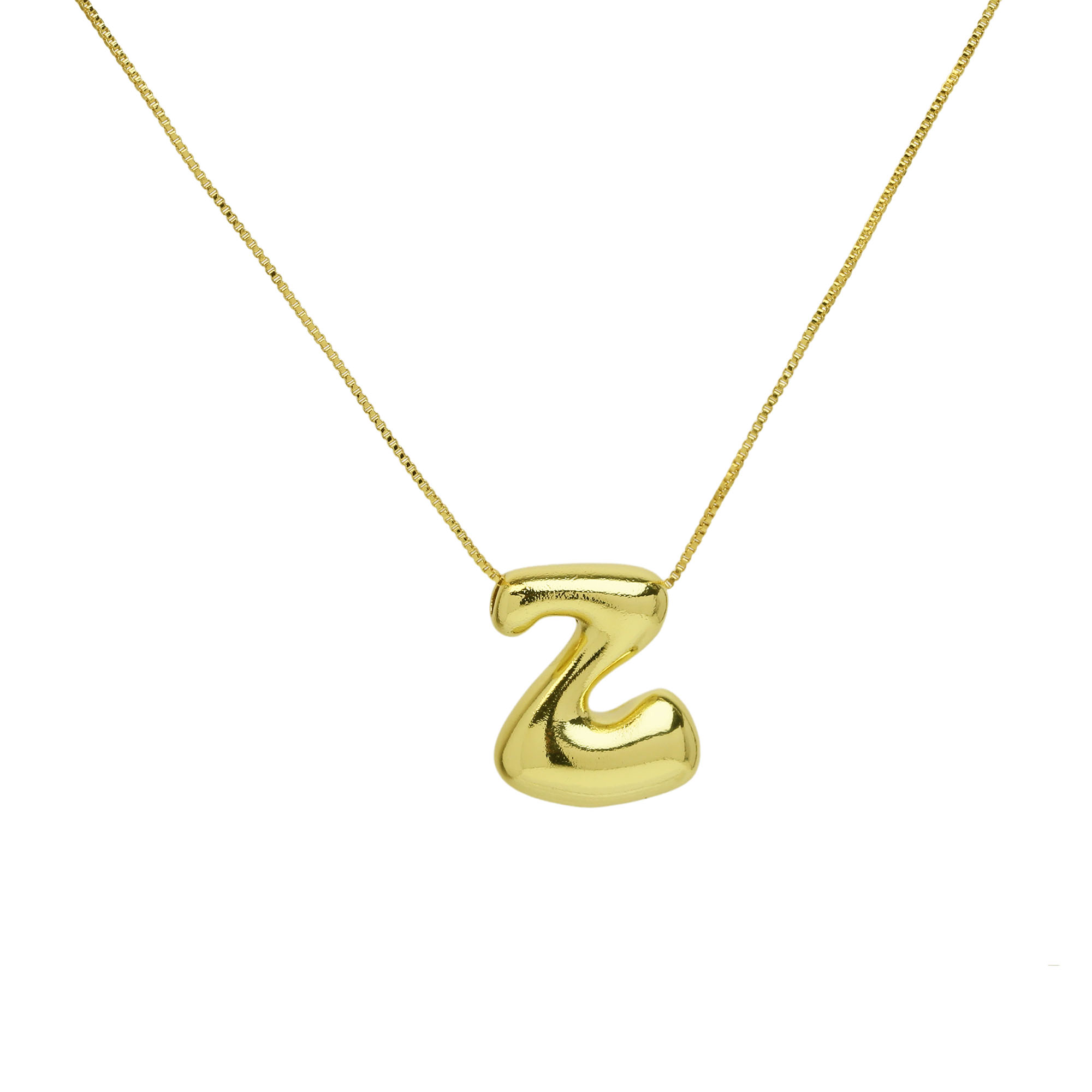 Bubble Initial Letter Alphabet  Pendant Necklace 