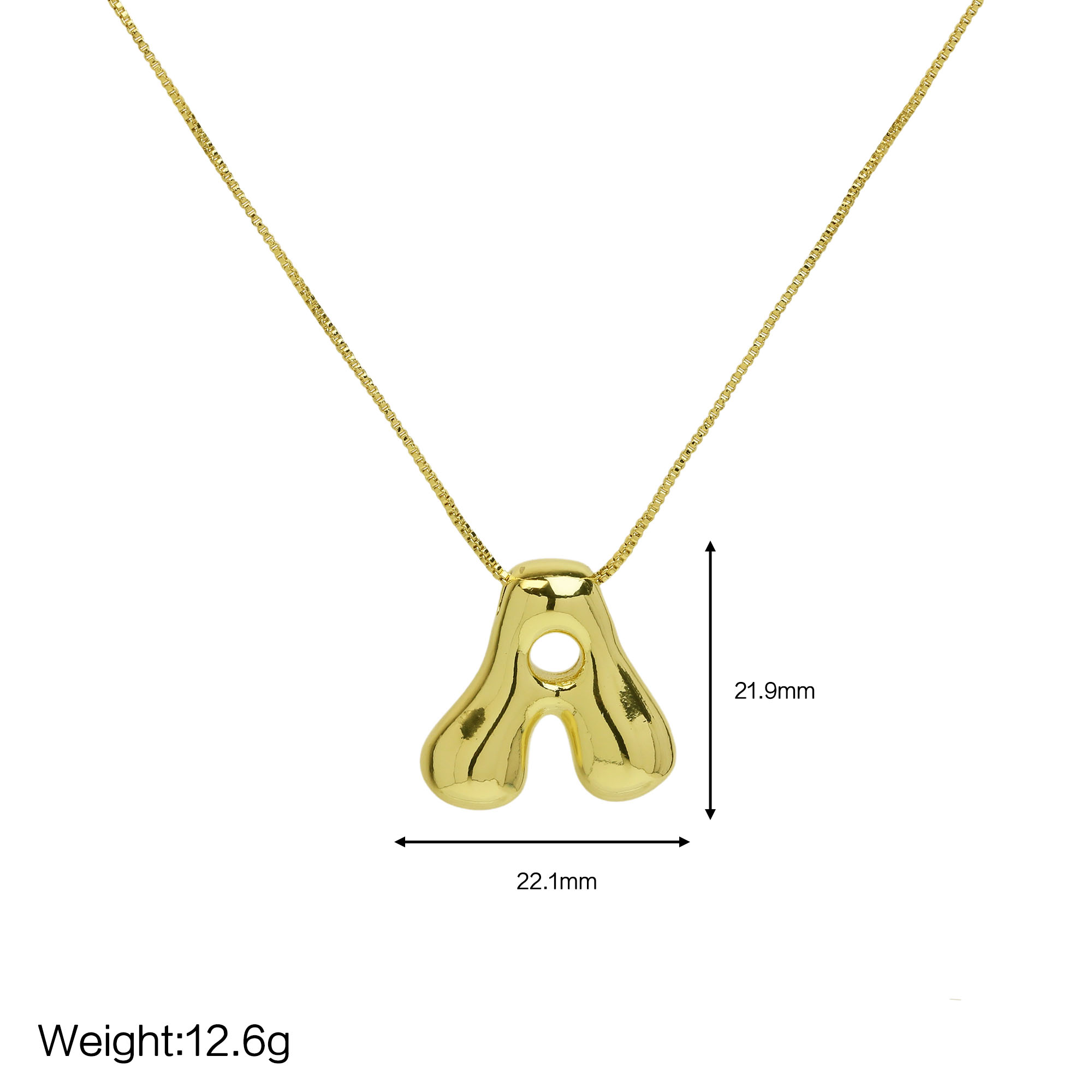 Bubble Initial Letter Alphabet  Pendant Necklace 