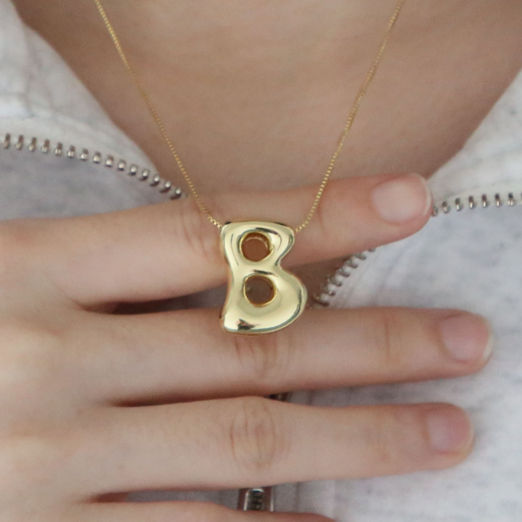 Bubble Initial Letter Alphabet  Pendant Necklace 