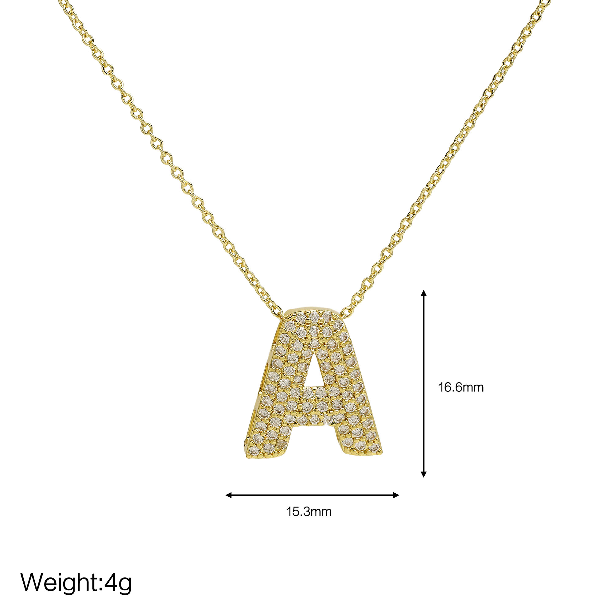 CZ Initial Letter Alphabet Pendant Necklaces