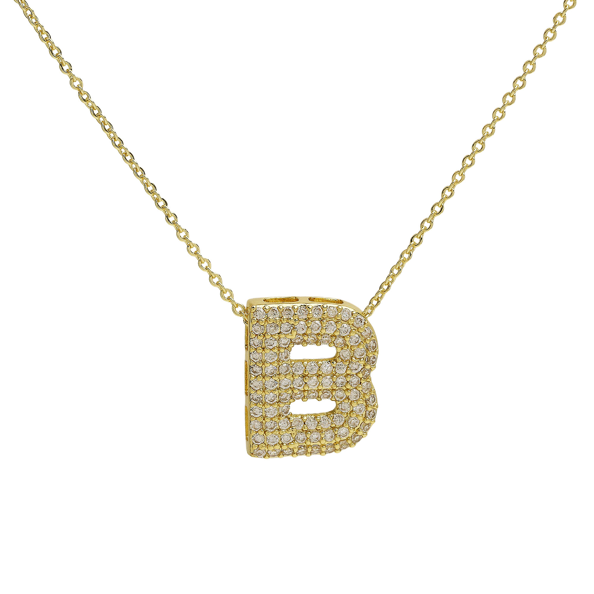 CZ Initial Letter Alphabet Pendant Necklaces