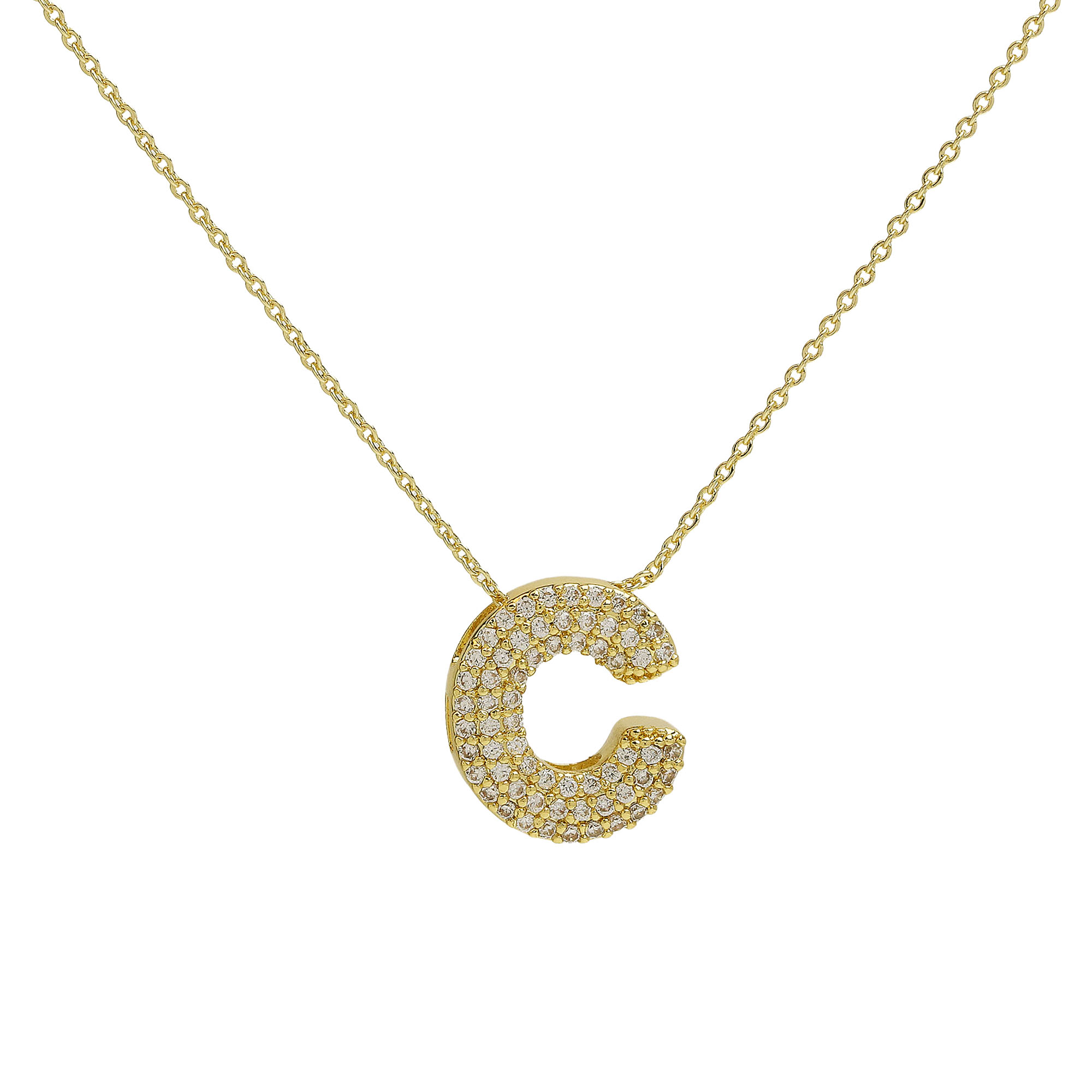CZ Initial Letter Alphabet Pendant Necklaces