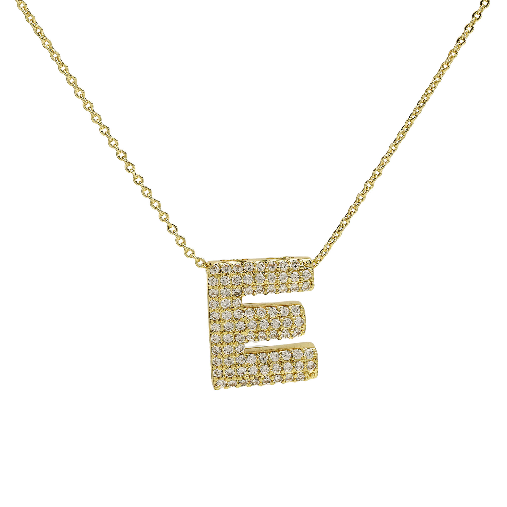 CZ Initial Letter Alphabet Pendant Necklaces
