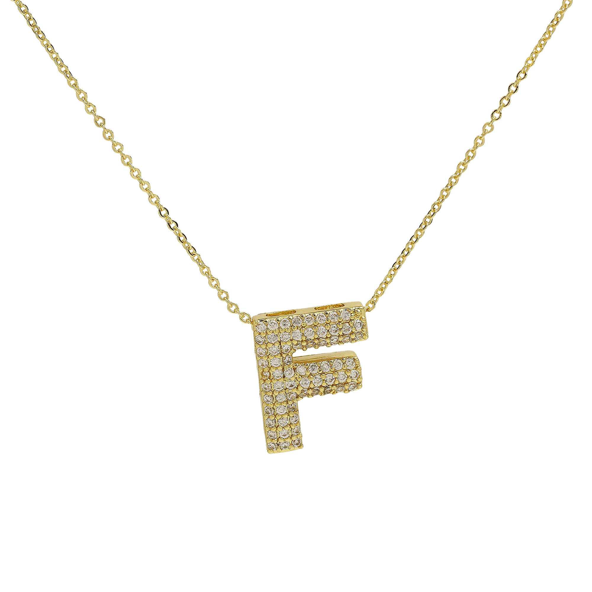 CZ Initial Letter Alphabet Pendant Necklaces