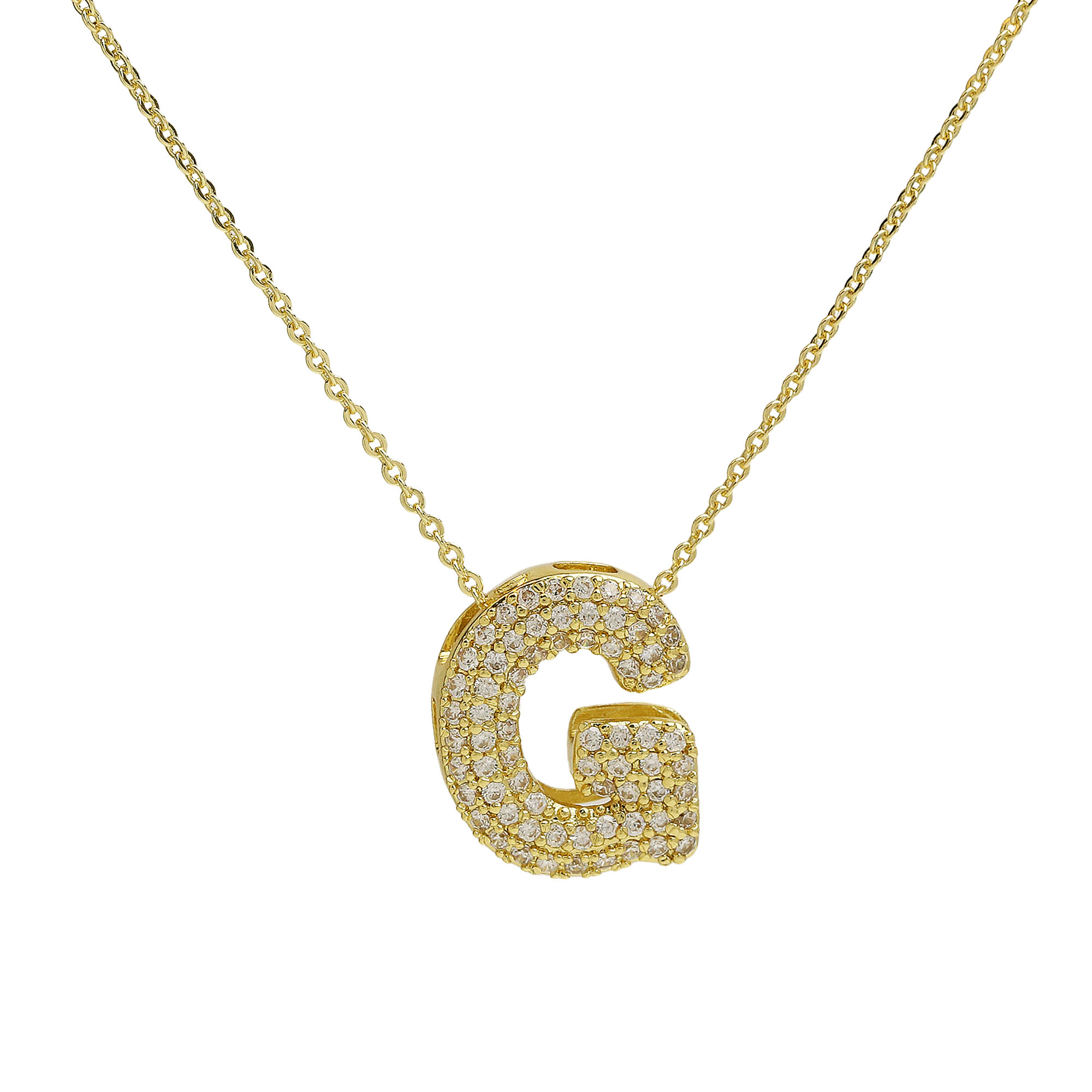 CZ Initial Letter Alphabet Pendant Necklaces
