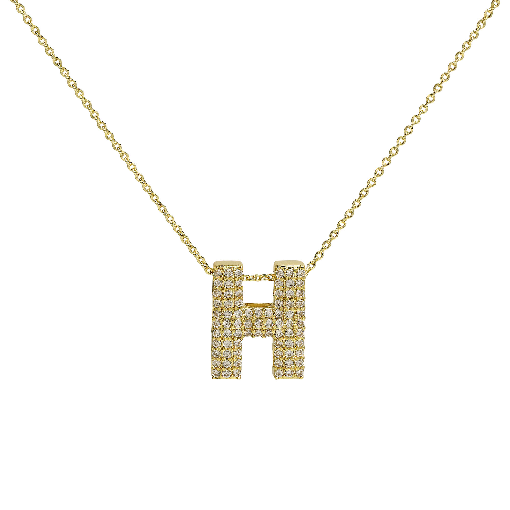 CZ Initial Letter Alphabet Pendant Necklaces