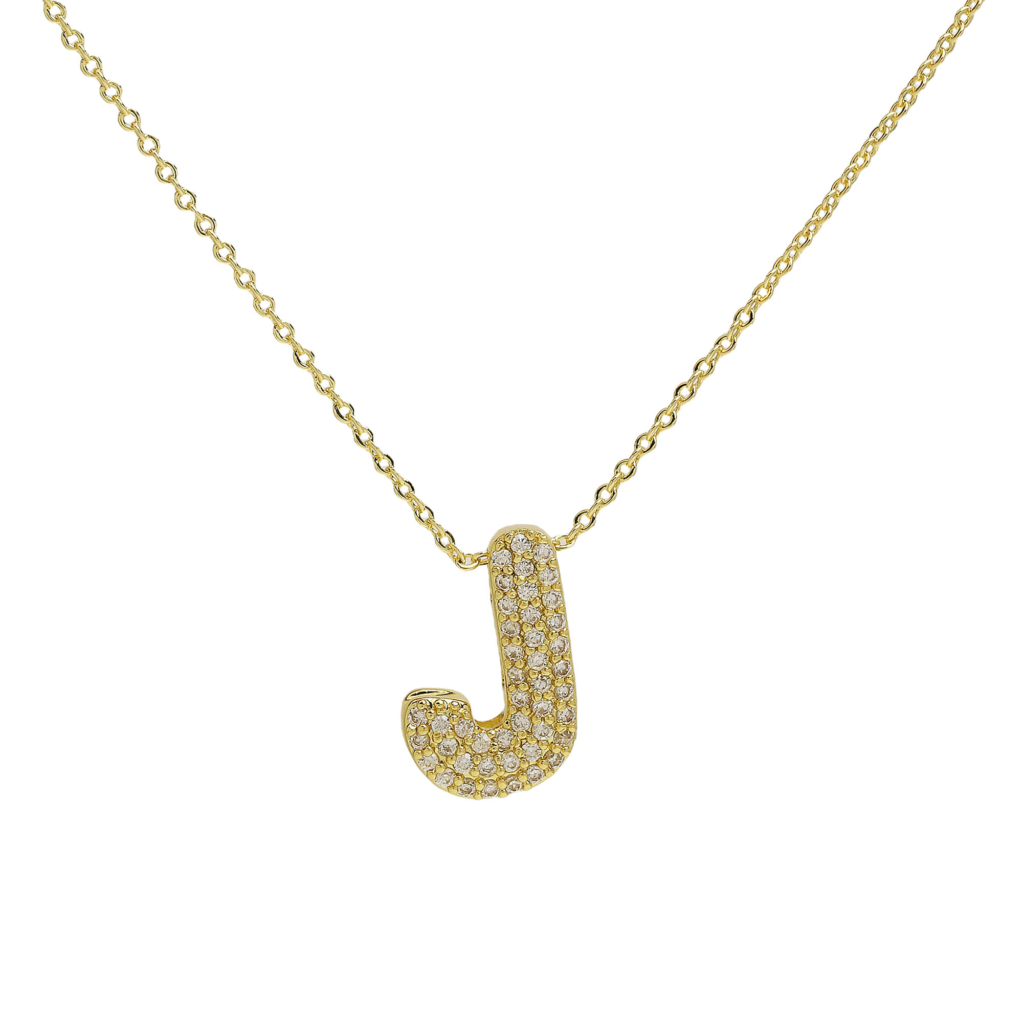 CZ Initial Letter Alphabet Pendant Necklaces