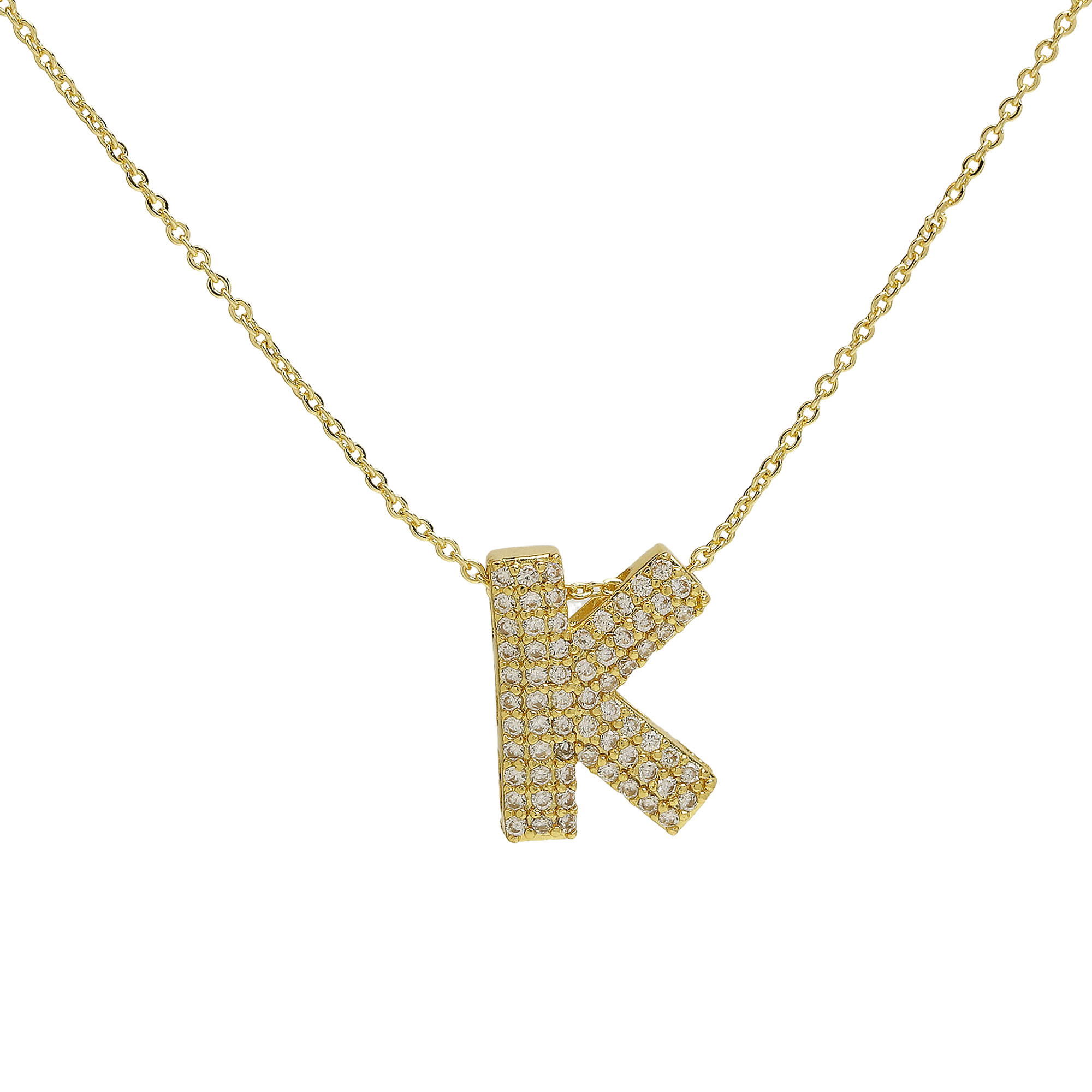 CZ Initial Letter Alphabet Pendant Necklaces
