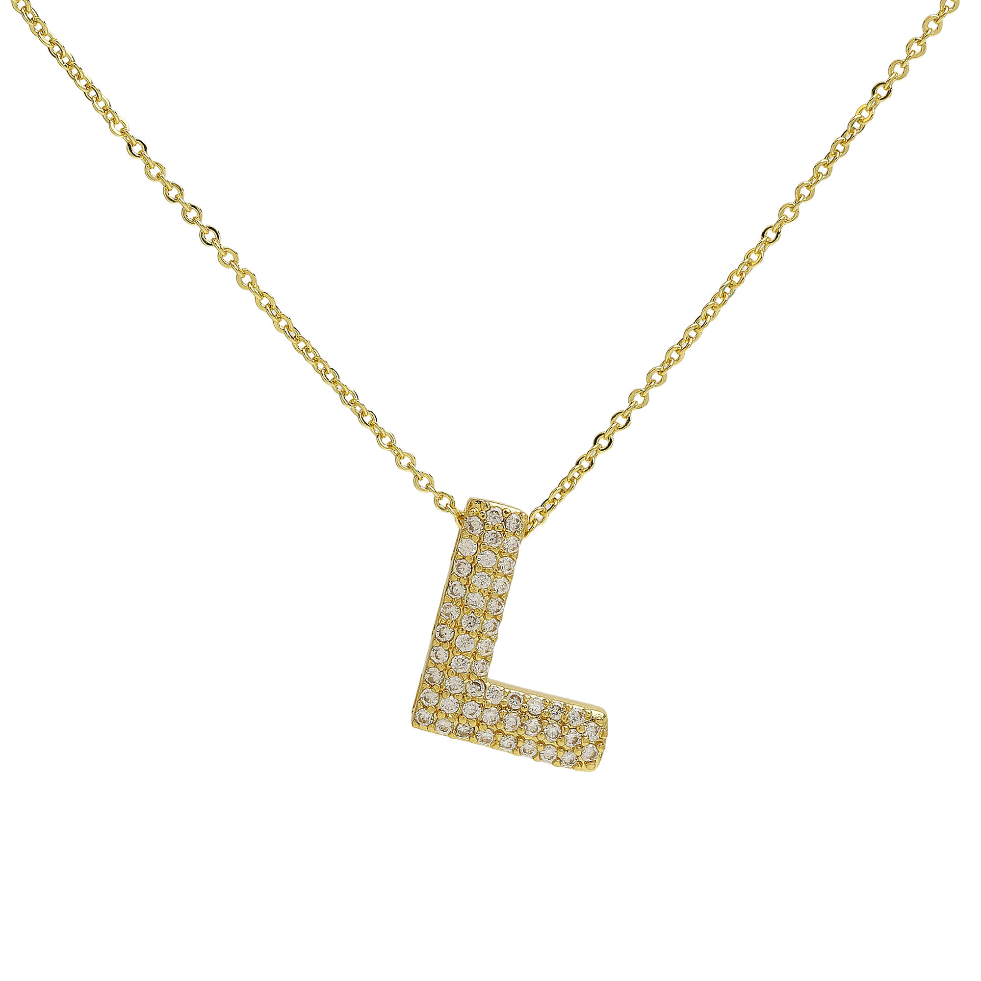 CZ Initial Letter Alphabet Pendant Necklaces