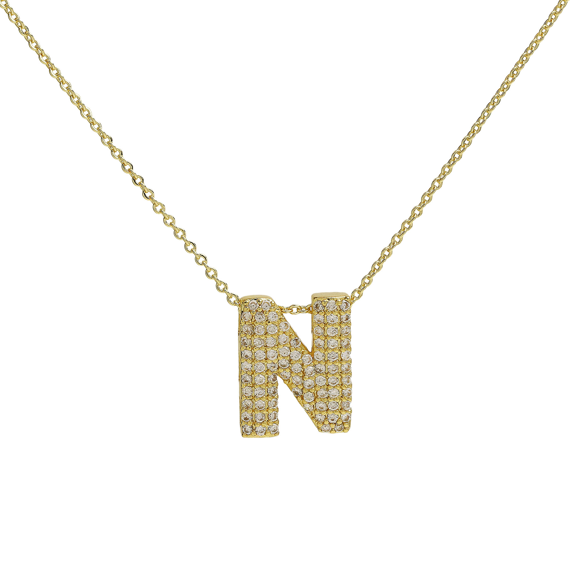 CZ Initial Letter Alphabet Pendant Necklaces
