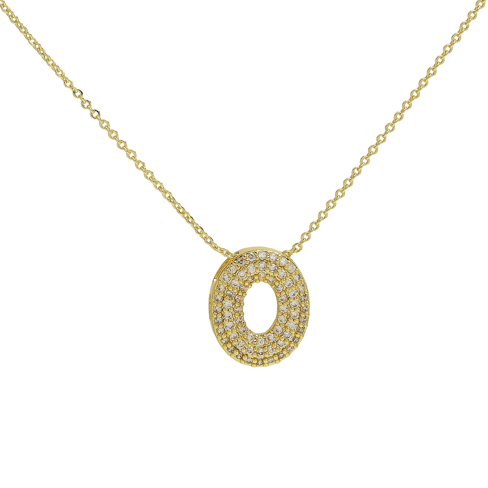 CZ Initial Letter Alphabet Pendant Necklaces