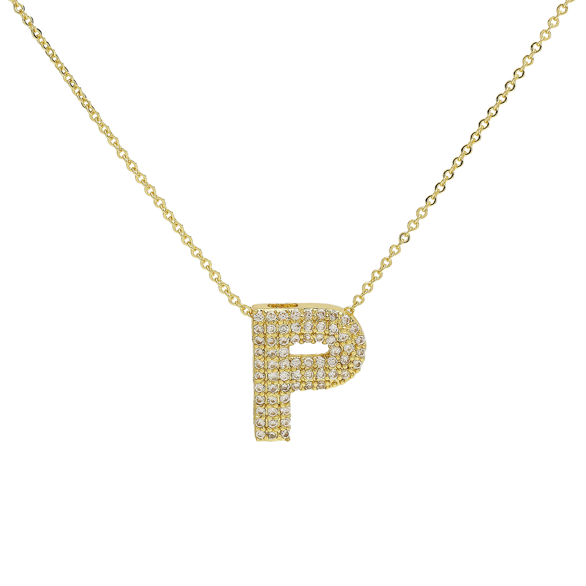CZ Initial Letter Alphabet Pendant Necklaces