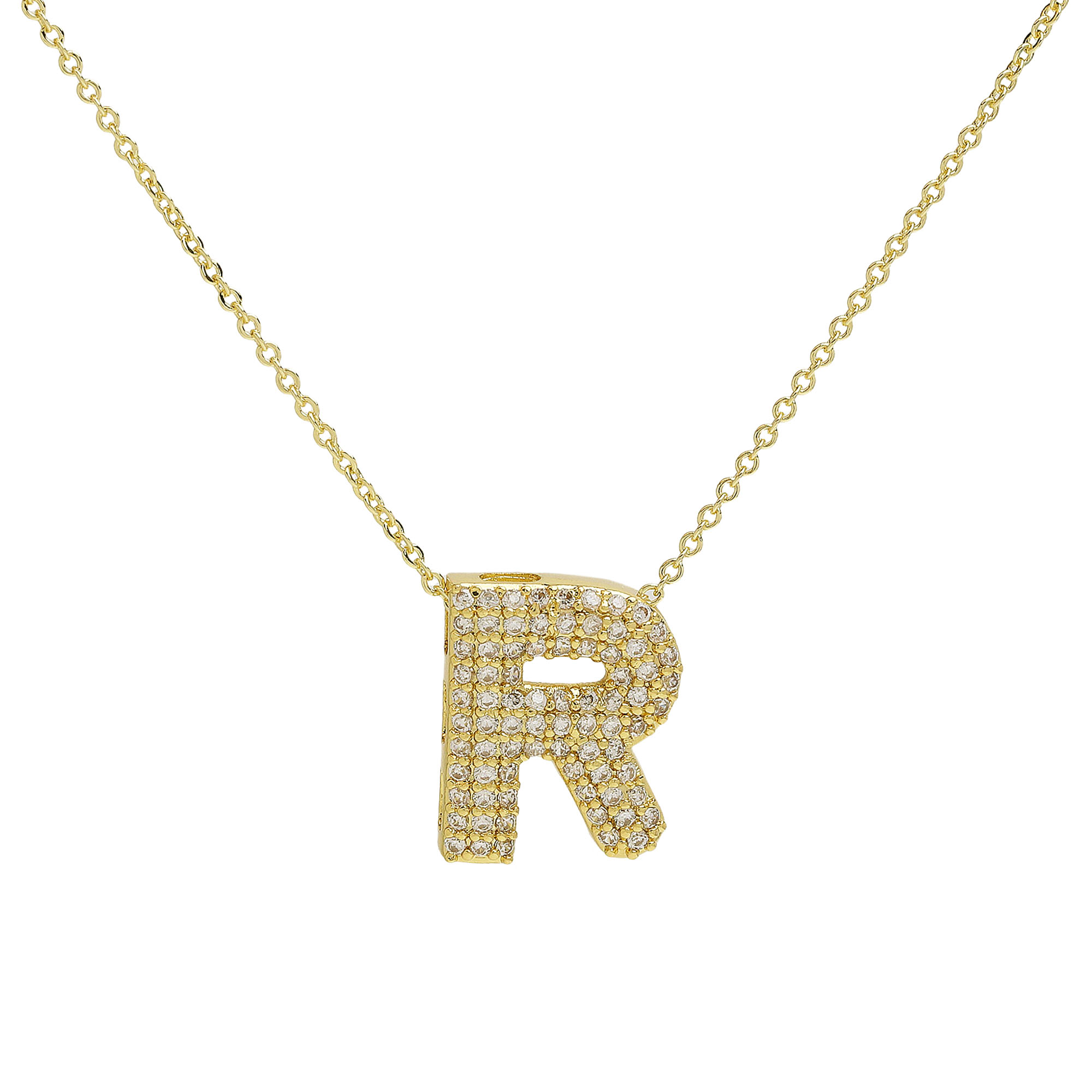 CZ Initial Letter Alphabet Pendant Necklaces