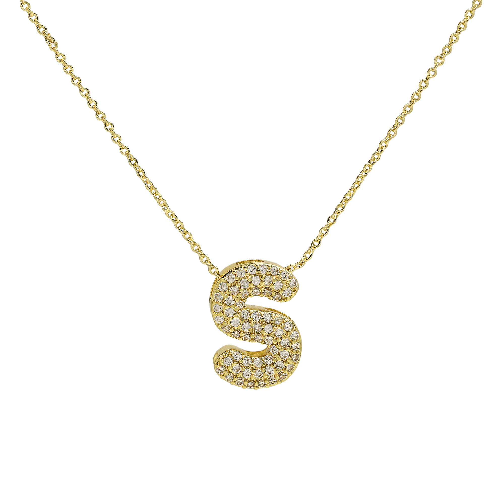 CZ Initial Letter Alphabet Pendant Necklaces