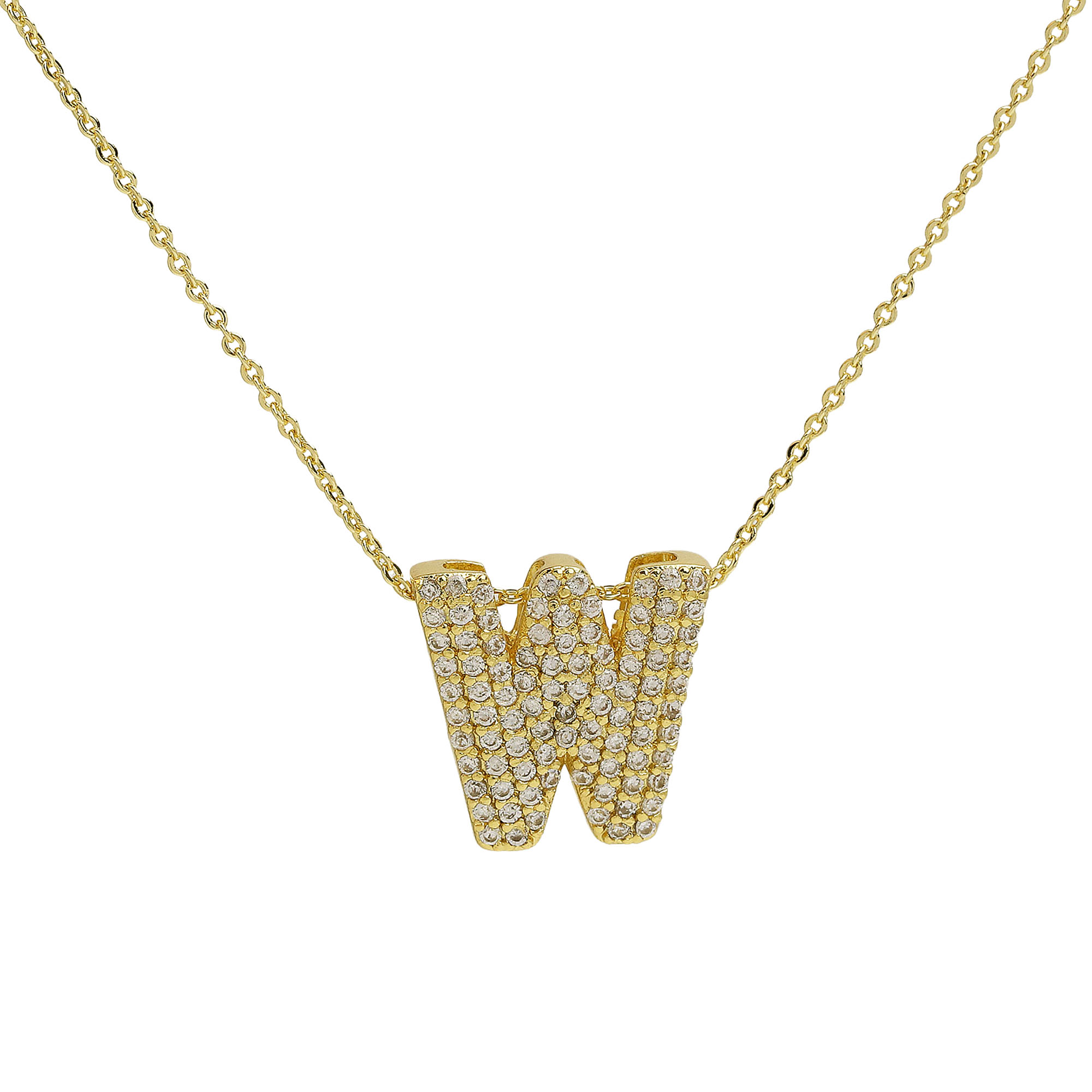 CZ Initial Letter Alphabet Pendant Necklaces