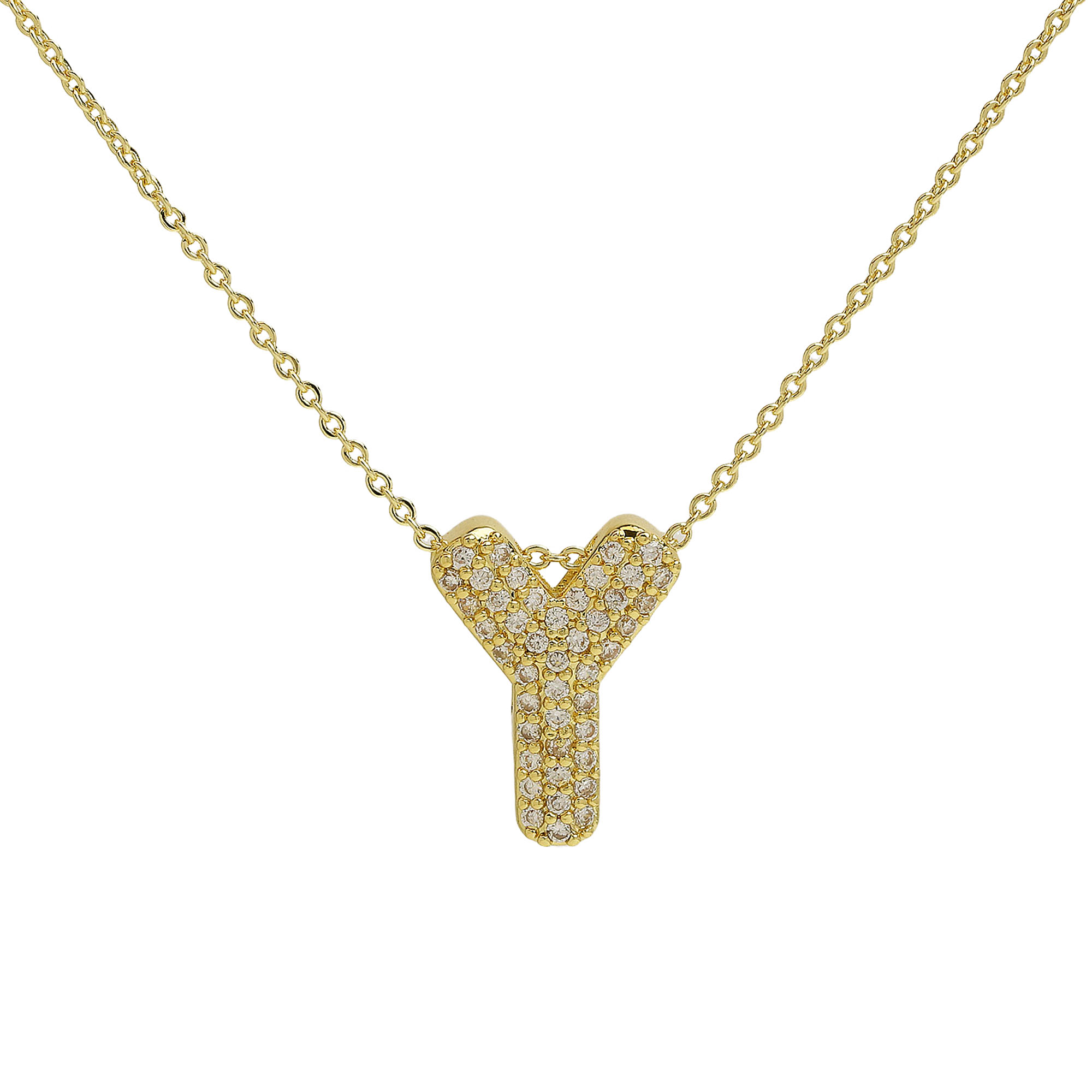 CZ Initial Letter Alphabet Pendant Necklaces
