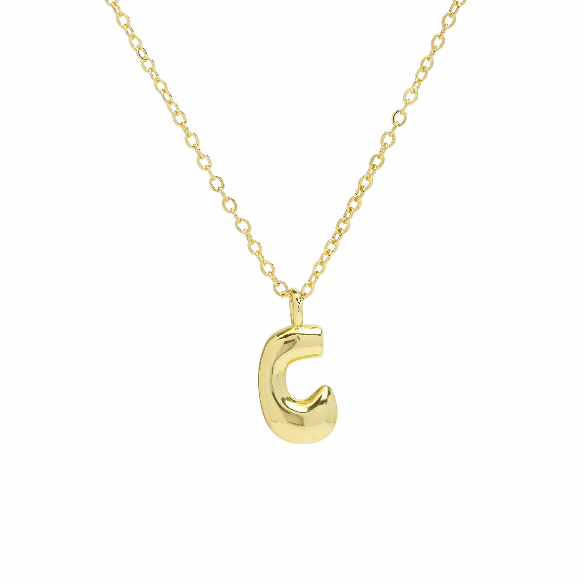 Initial Bubble Letter Alphabet Pendant Necklaces