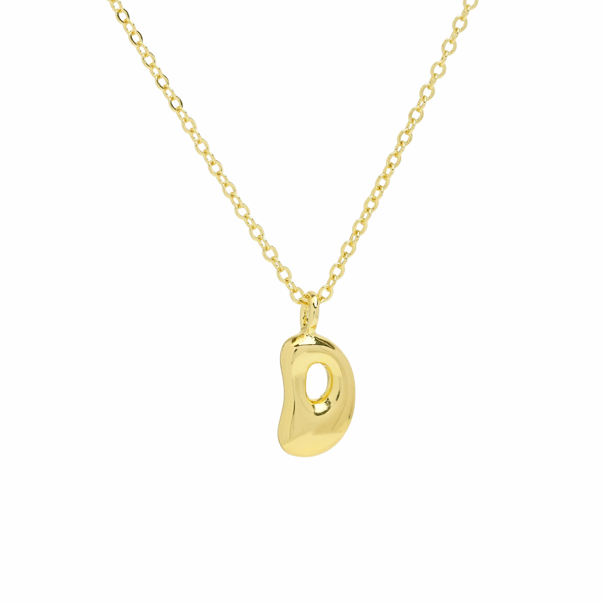 Initial Bubble Letter Alphabet Pendant Necklaces