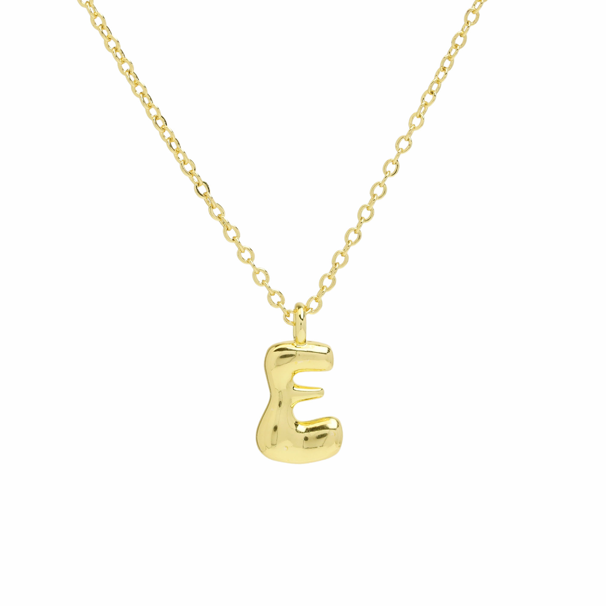 Initial Bubble Letter Alphabet Pendant Necklaces