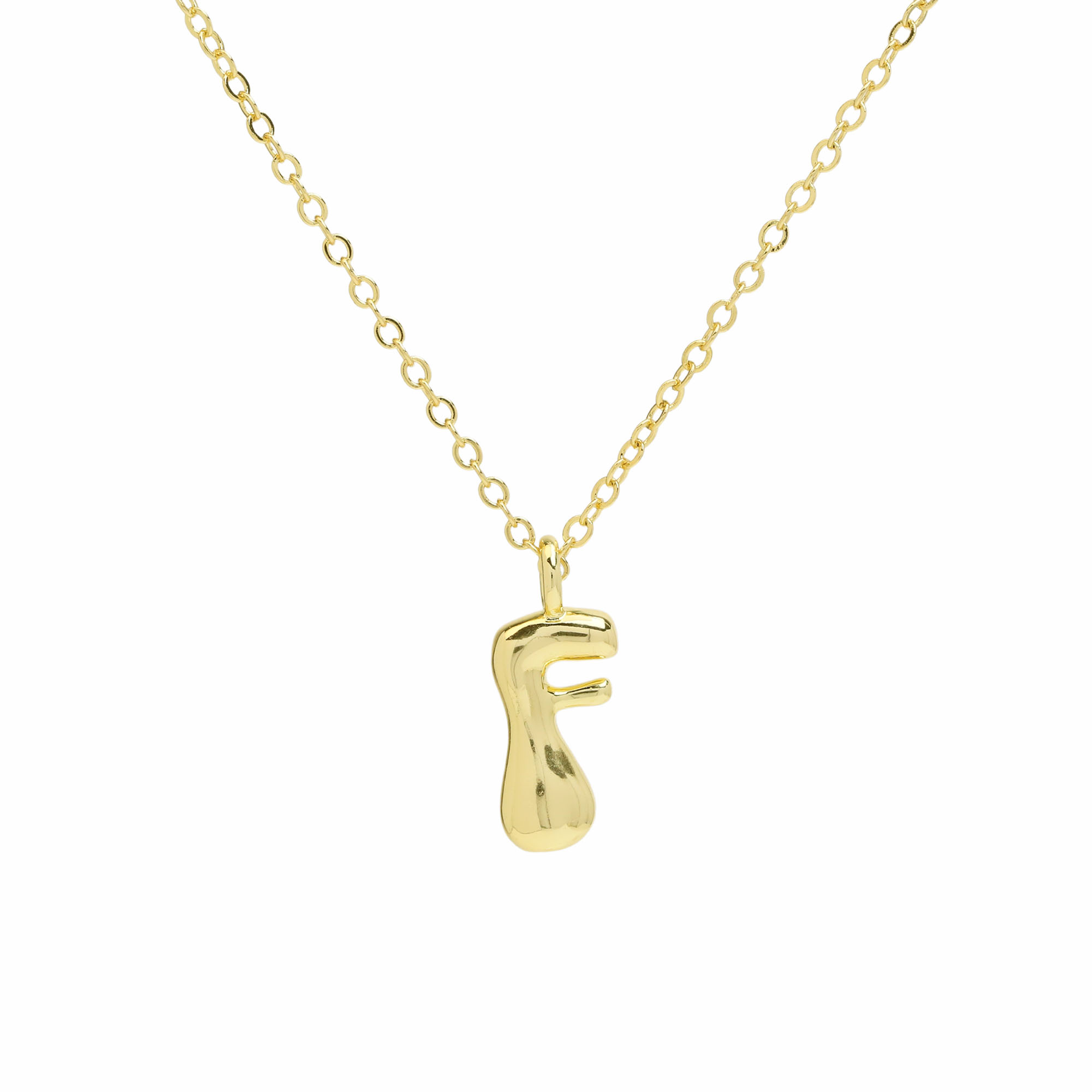 Initial Bubble Letter Alphabet Pendant Necklaces