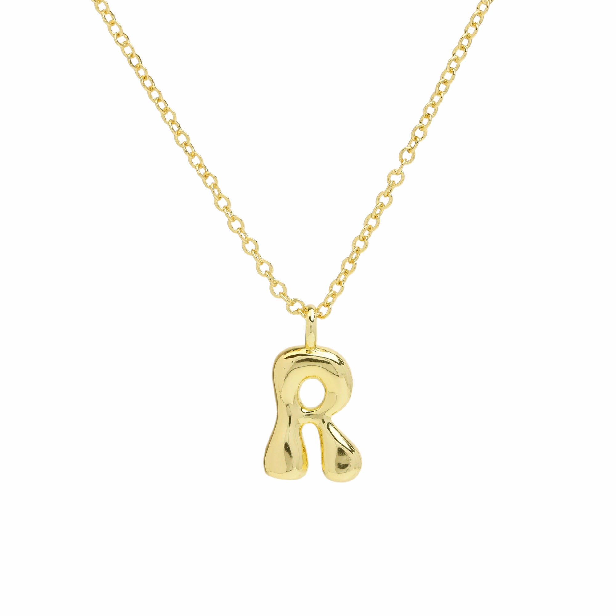 Initial Bubble Letter Alphabet Pendant Necklaces