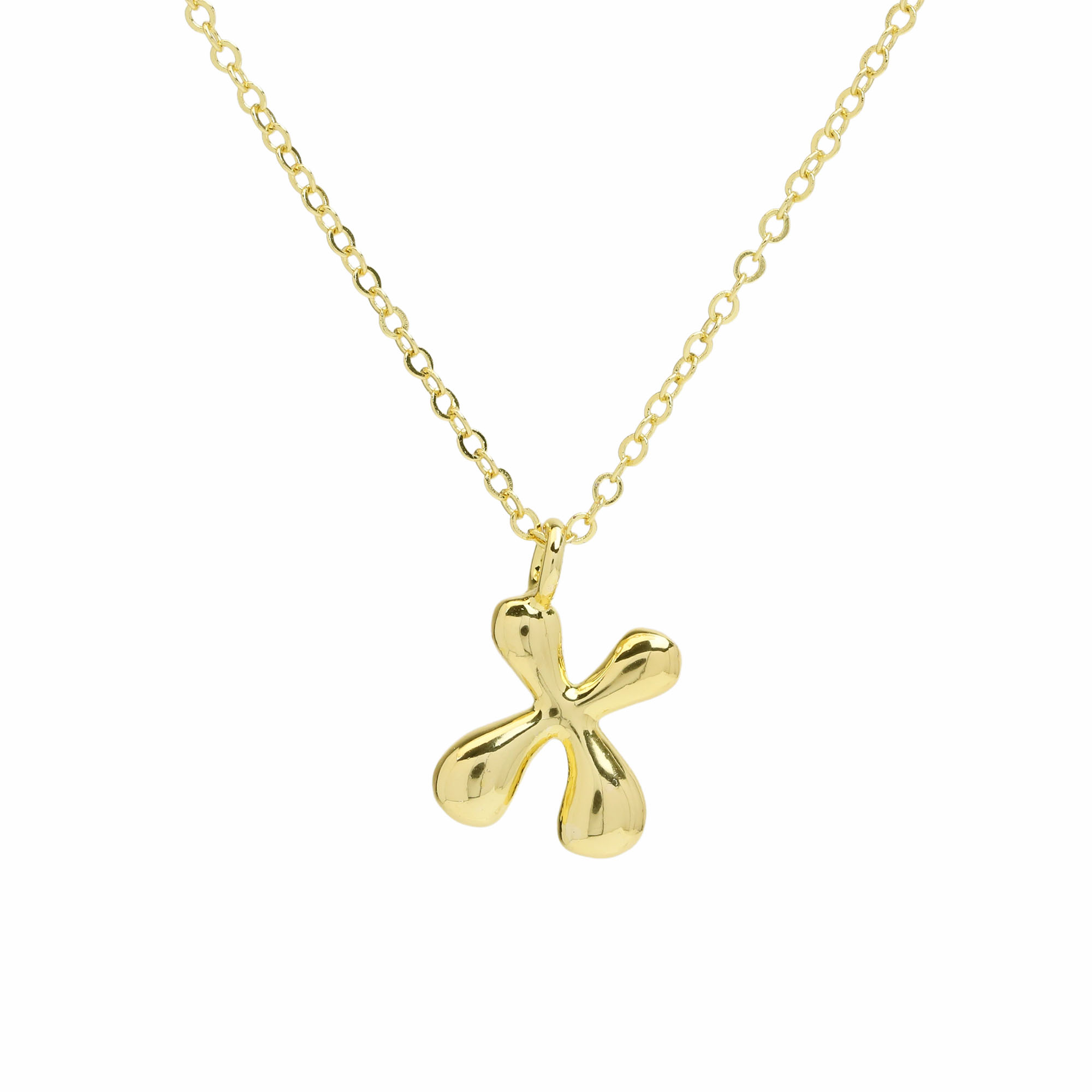 Initial Bubble Letter Alphabet Pendant Necklaces