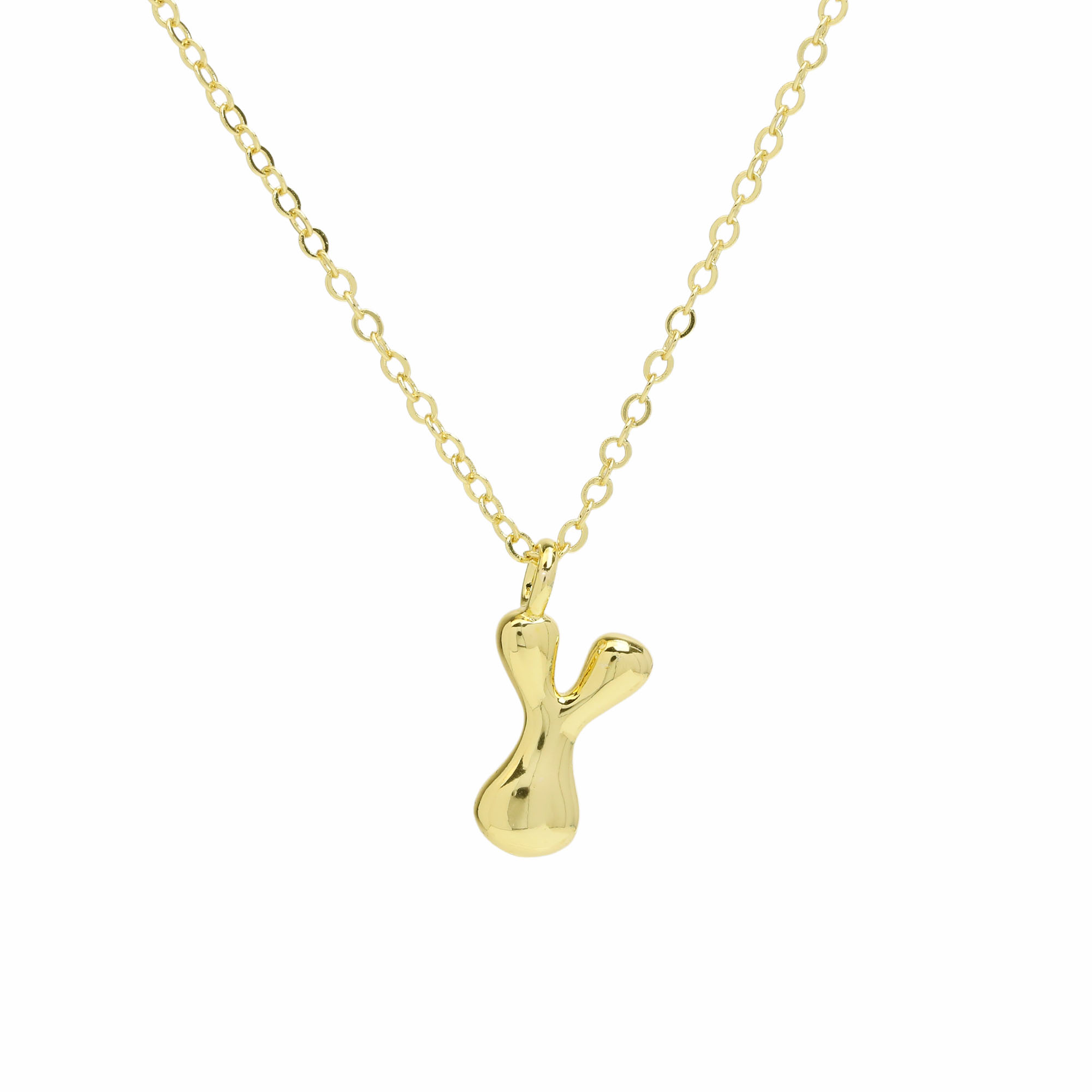 Initial Bubble Letter Alphabet Pendant Necklaces