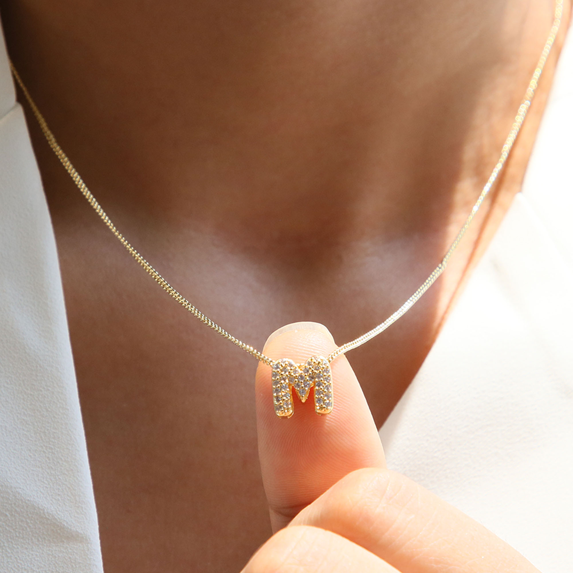 Small Zircon DIY Initial Letter Alphabet Pendant