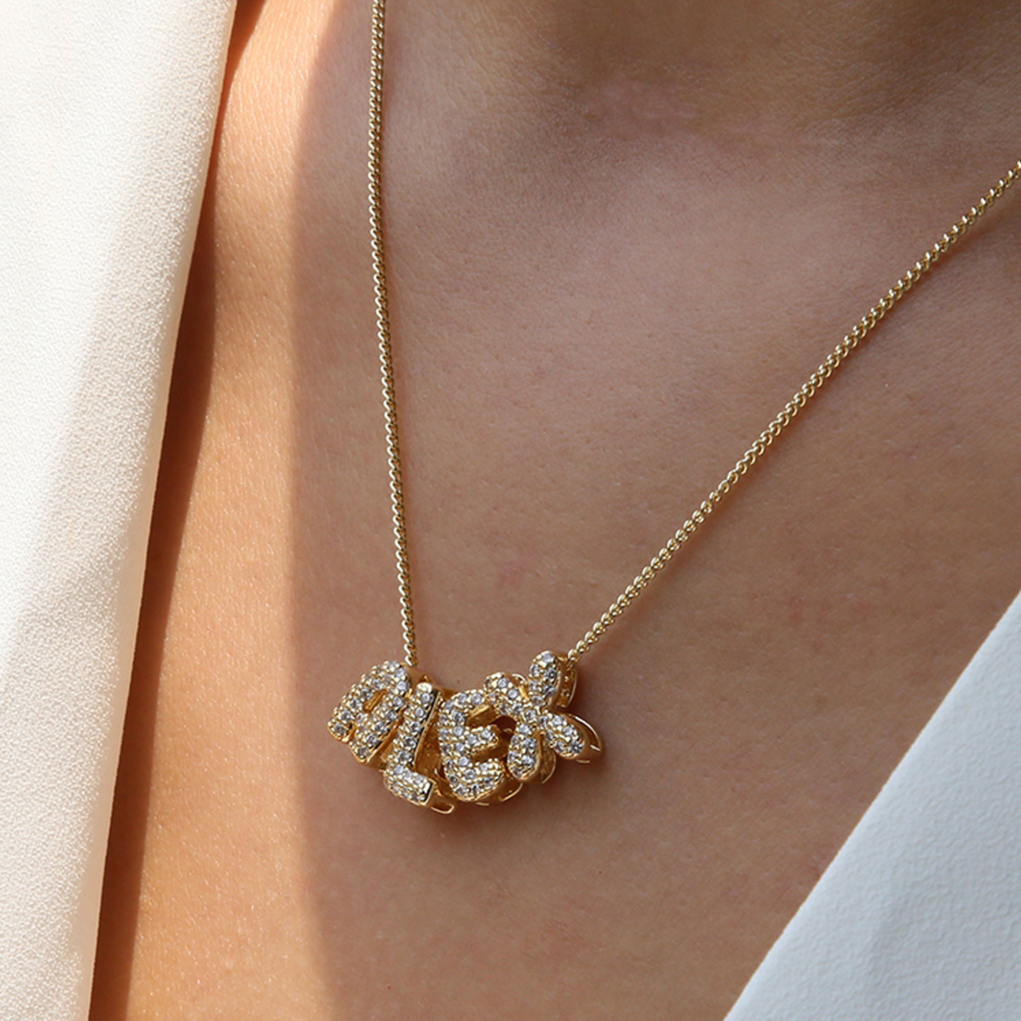 Small Zircon DIY Initial Letter Alphabet Pendant