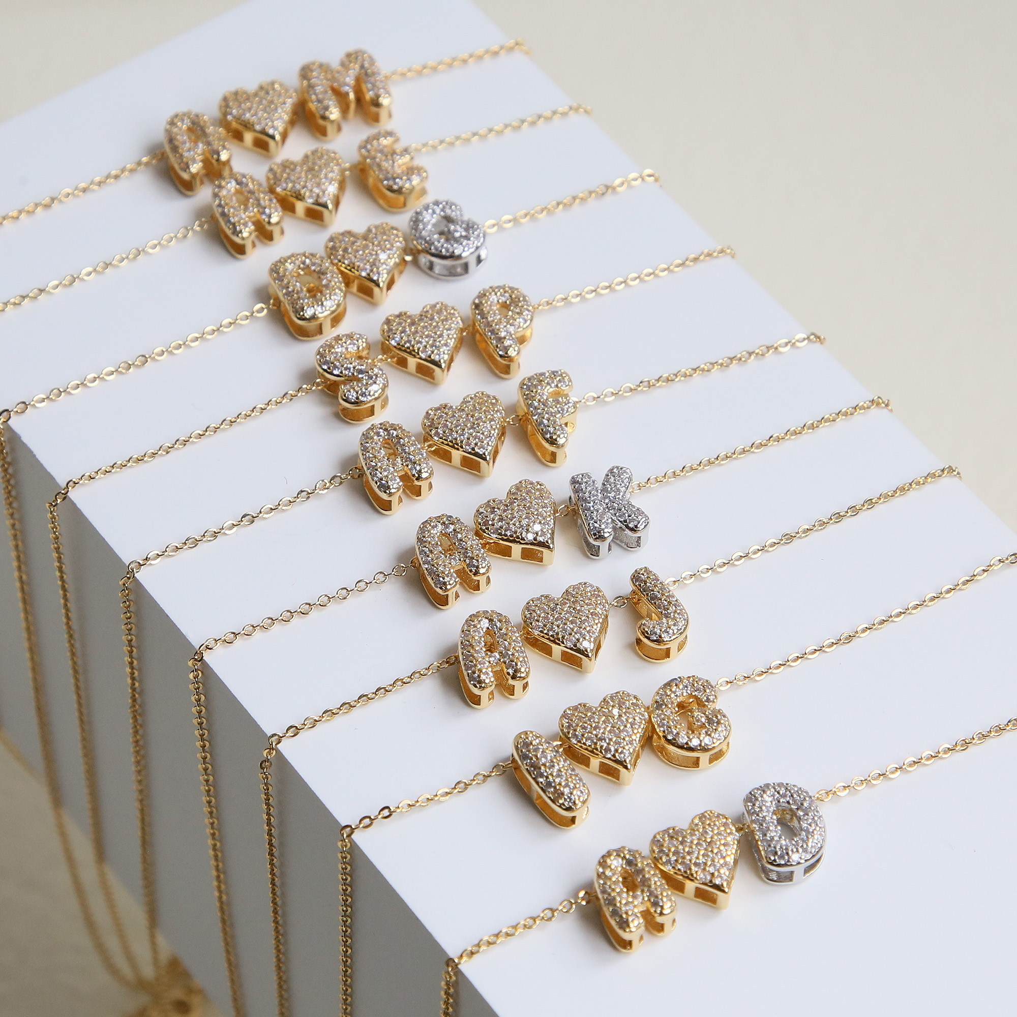 Small Zircon DIY Initial Letter Alphabet Pendant