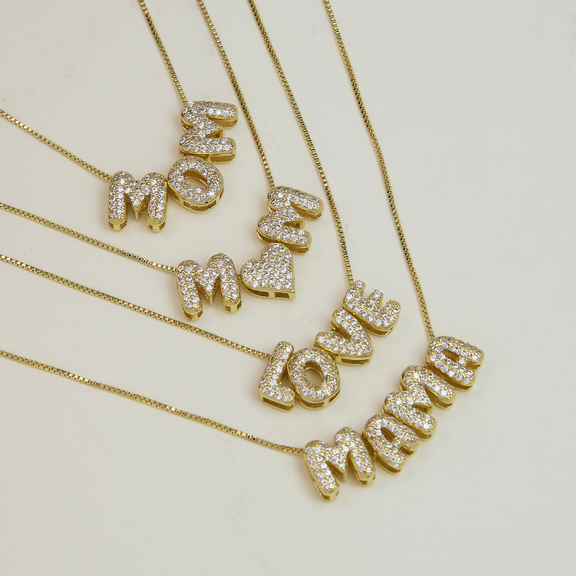 Small Zircon DIY Initial Letter Alphabet Pendant