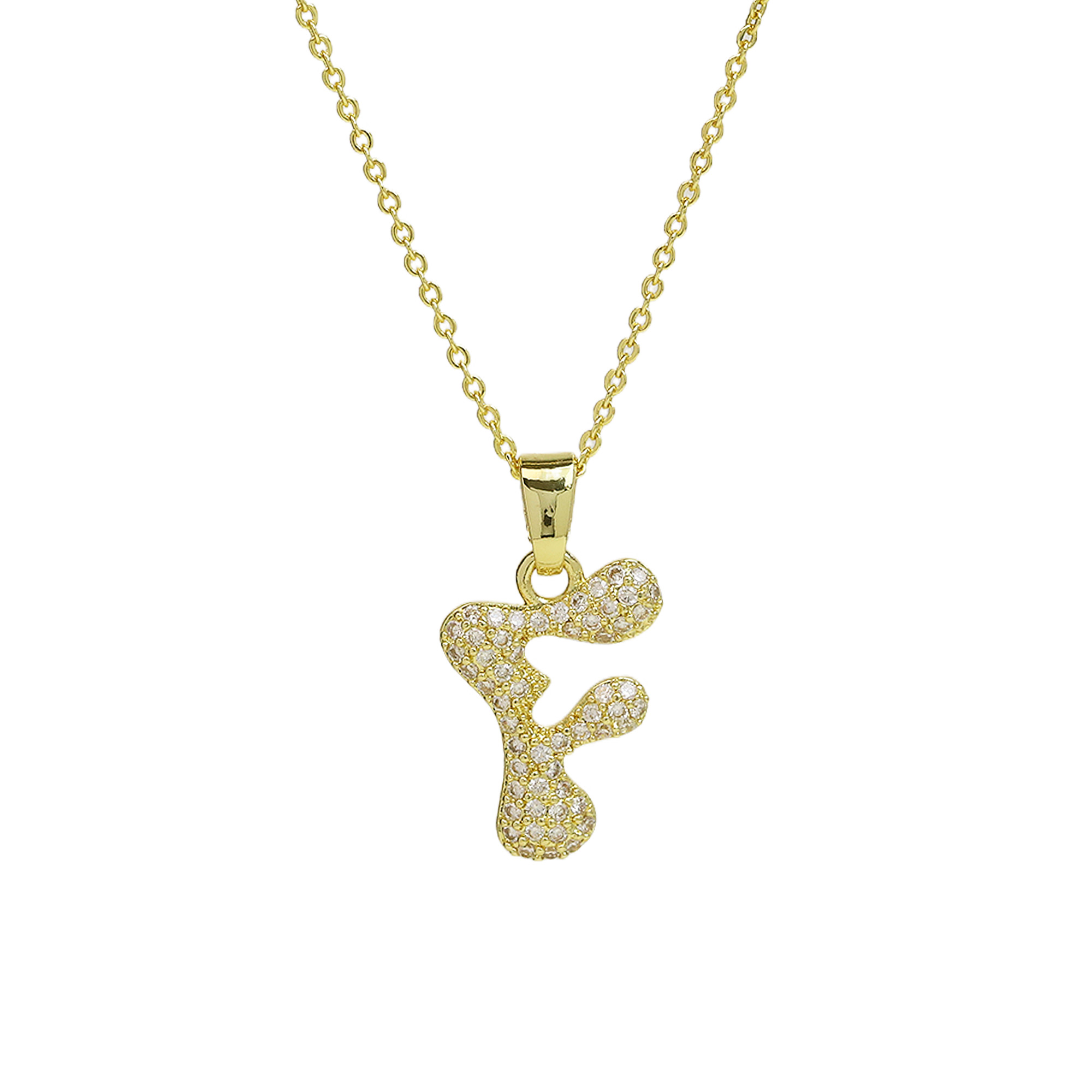 Small  Heart CZ  Initial Pendant Necklace