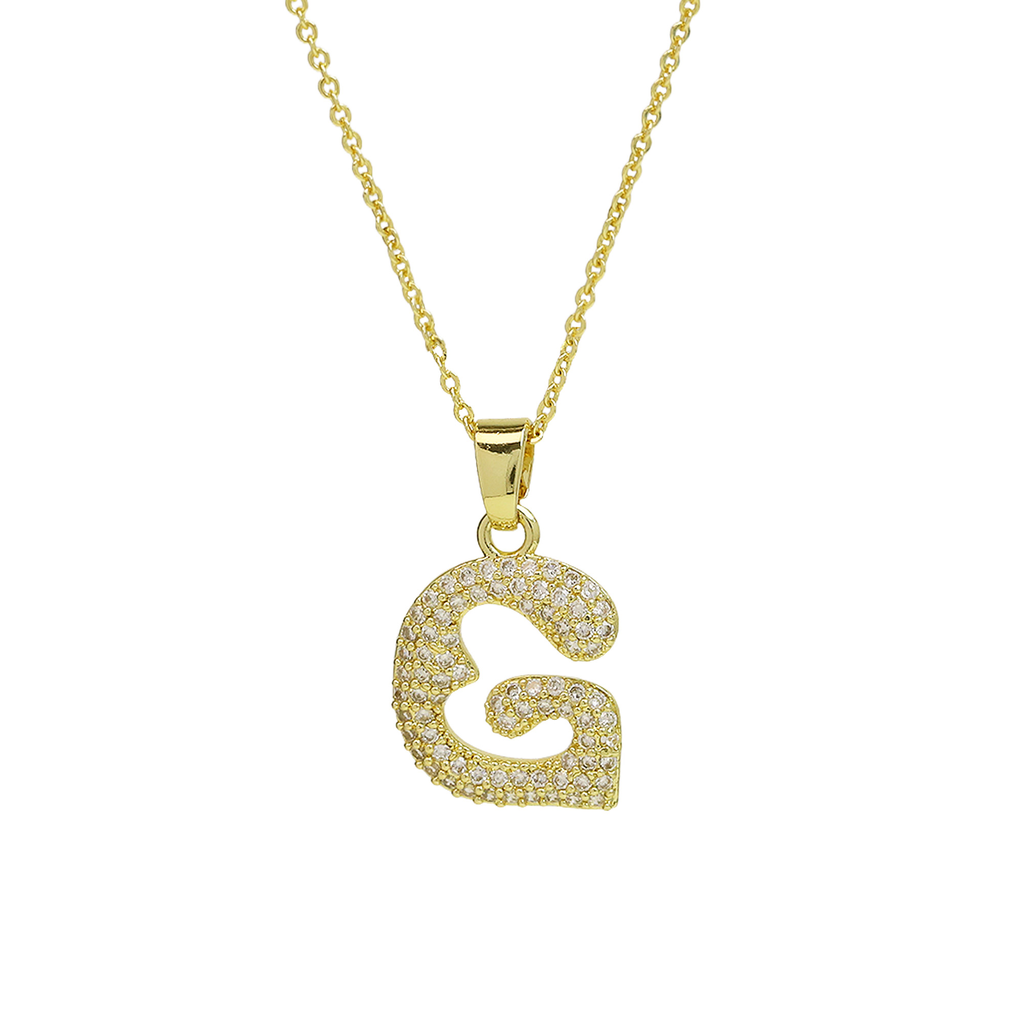 Small  Heart CZ  Initial Pendant Necklace