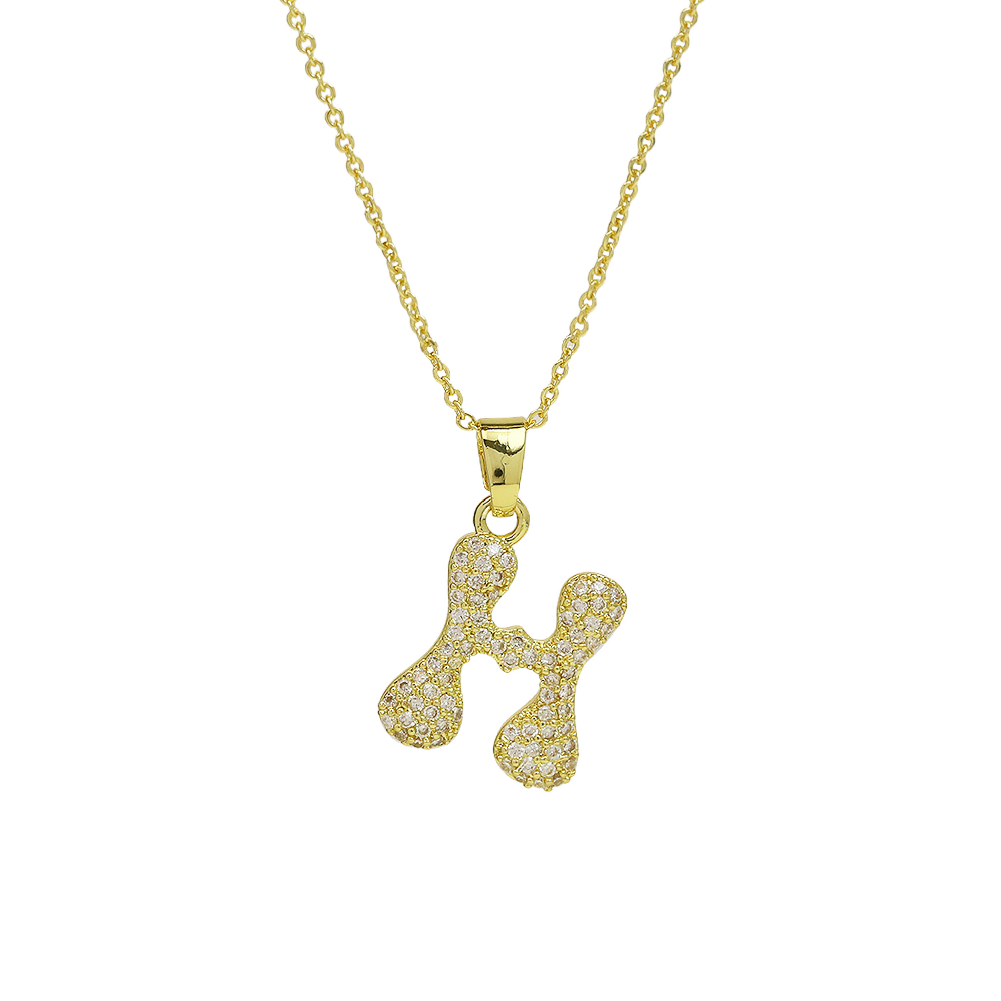 Small  Heart CZ  Initial Pendant Necklace
