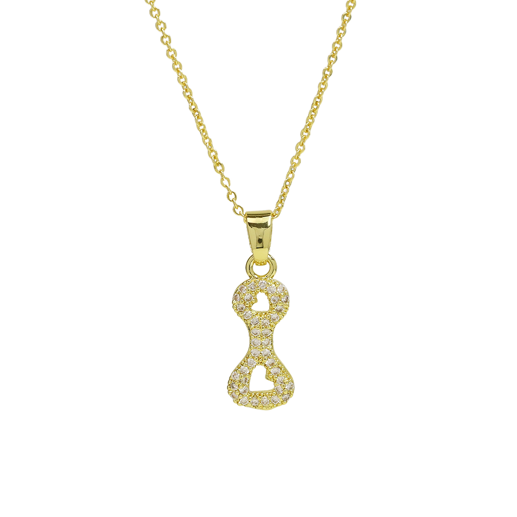 Small  Heart CZ  Initial Pendant Necklace