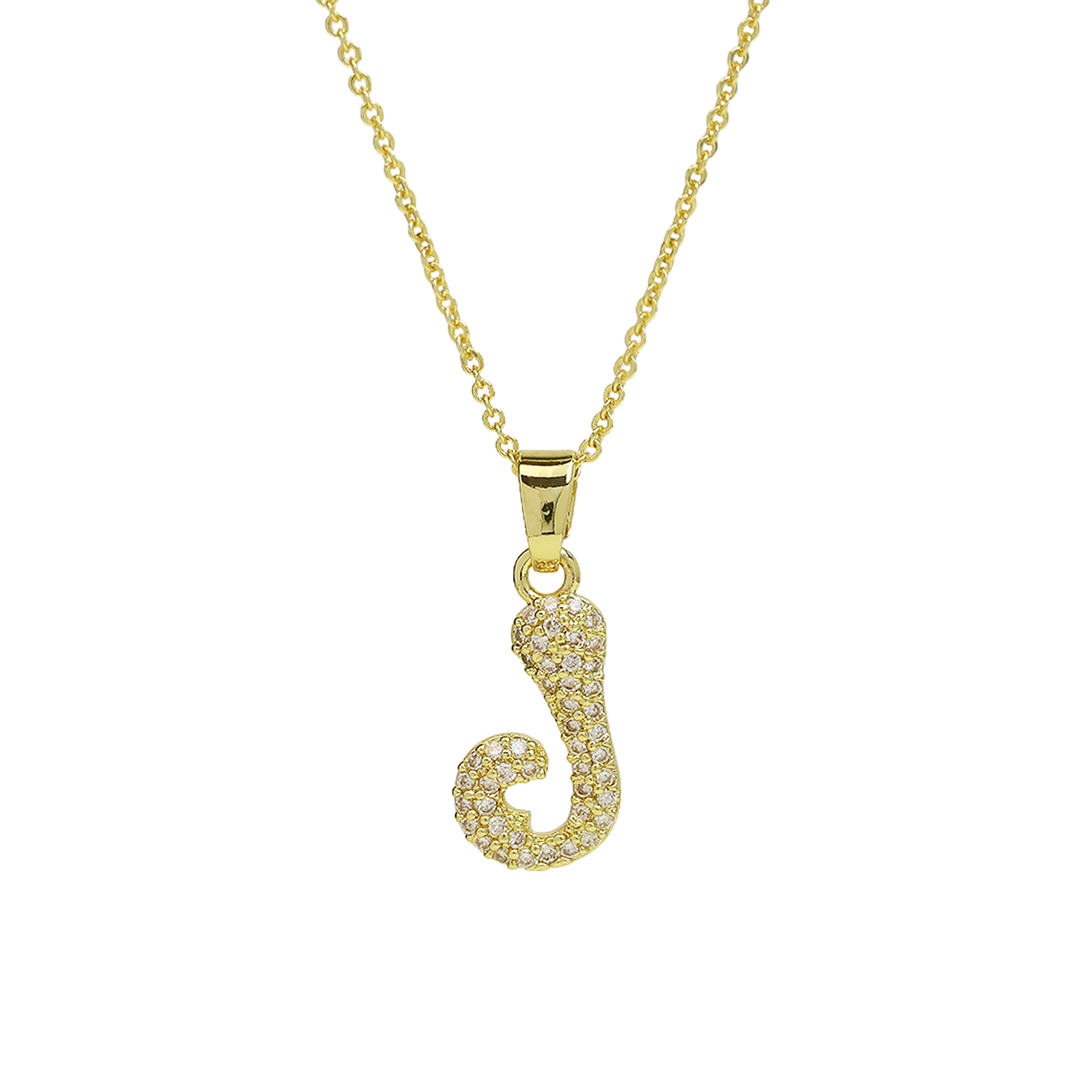 Small  Heart CZ  Initial Pendant Necklace