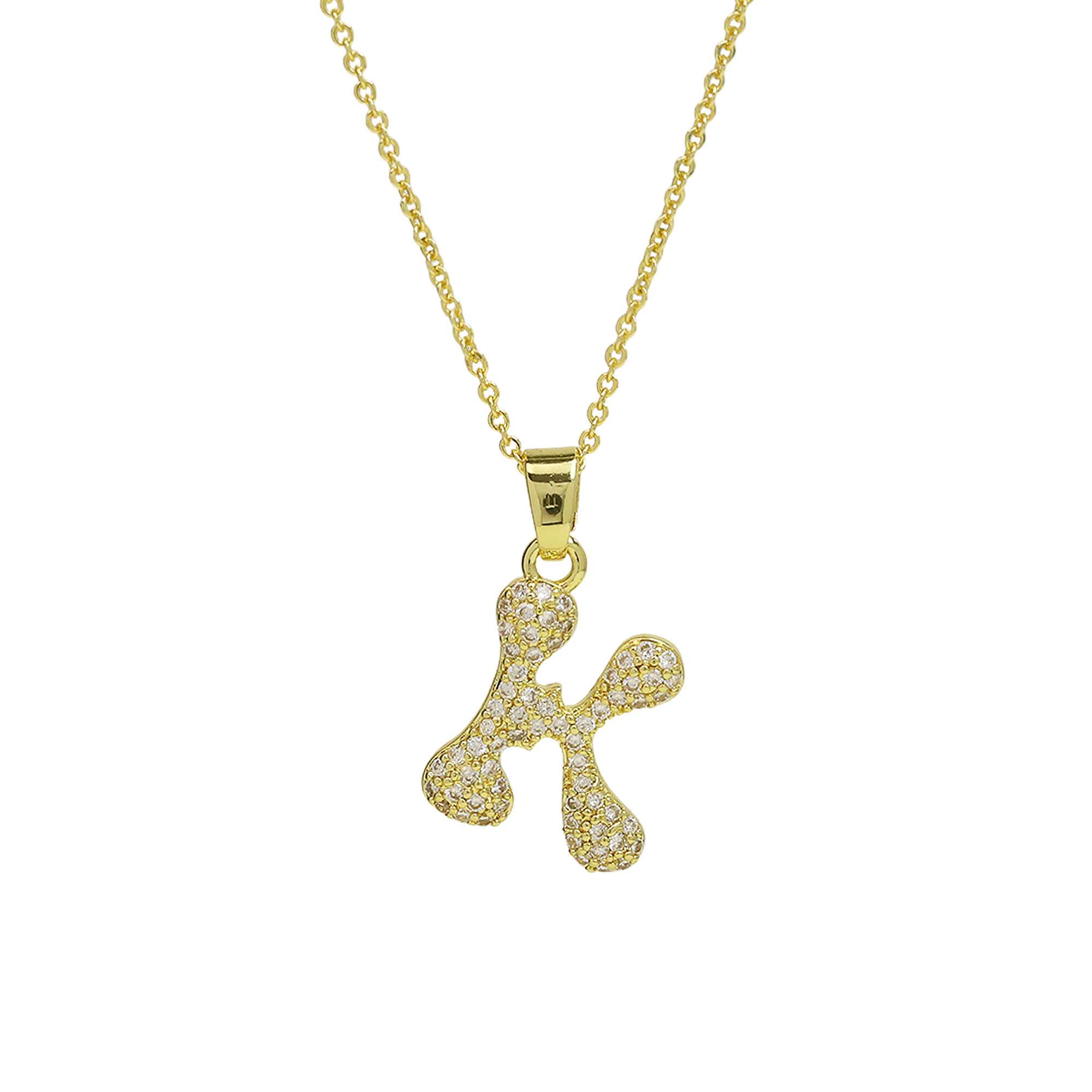 Small  Heart CZ  Initial Pendant Necklace
