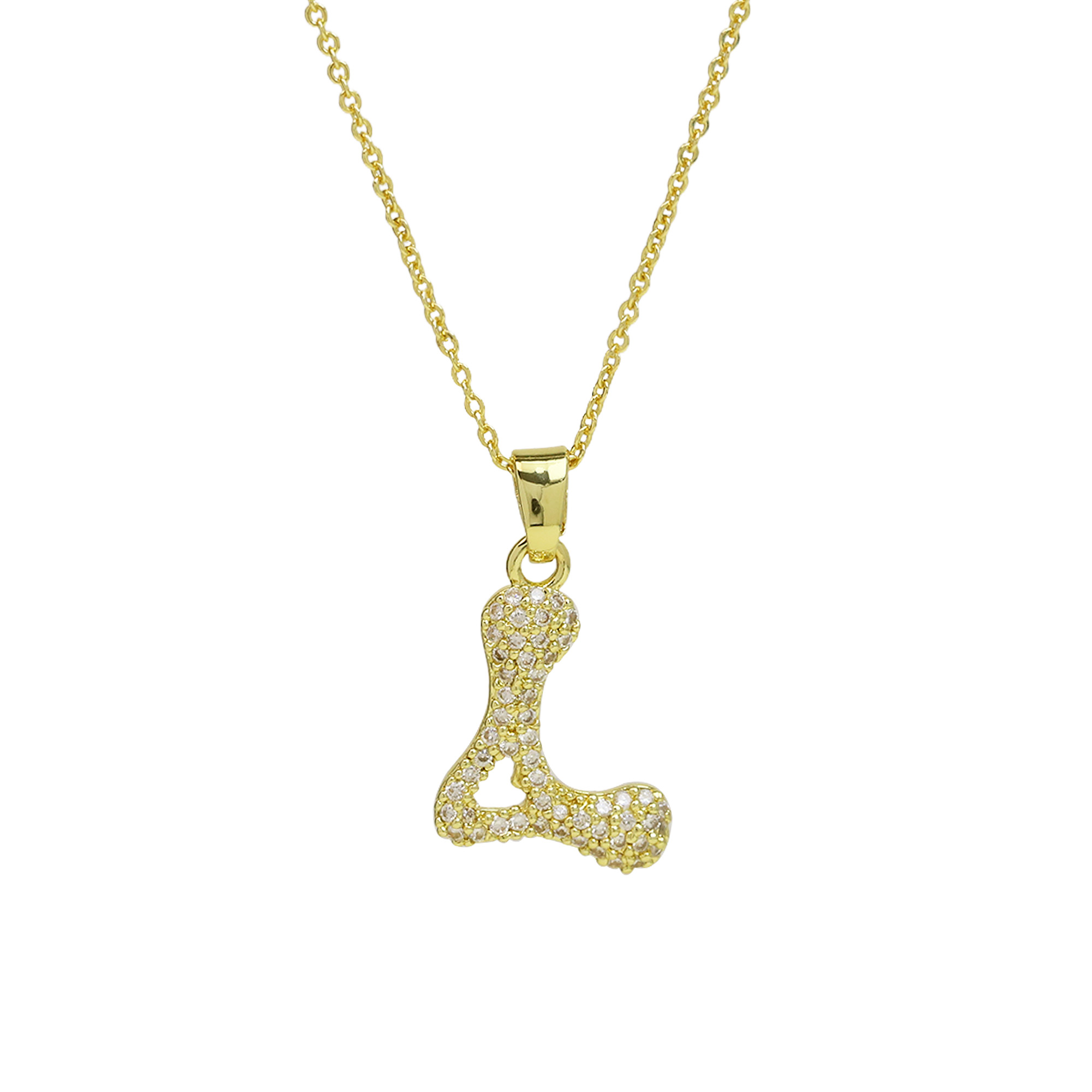 Small  Heart CZ  Initial Pendant Necklace